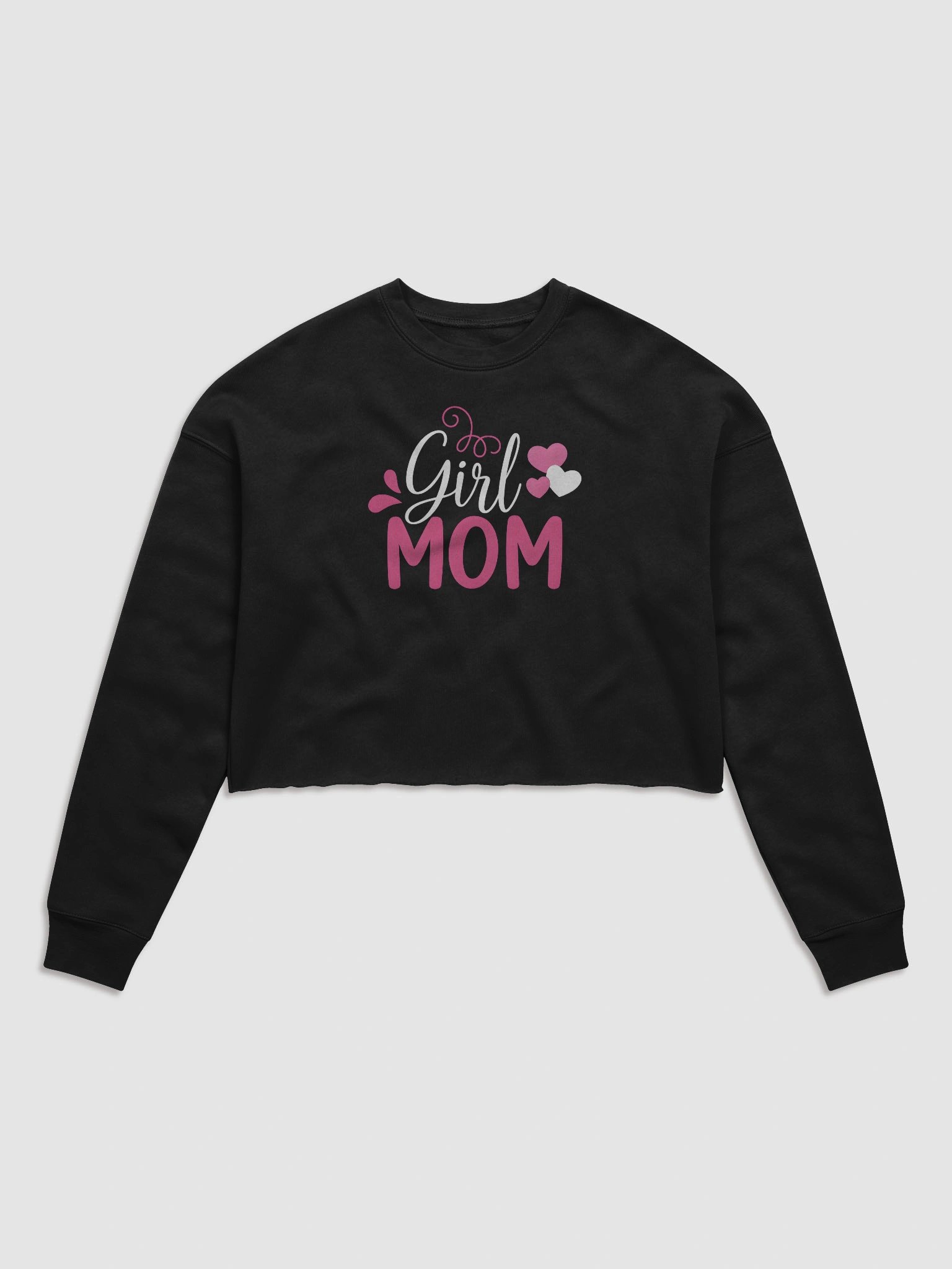 Girl Mom Crop Top – Cute Pink & White Heart Design | Stylish Mom of Girls Shirt product image (1)