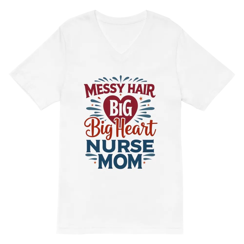 Messy Hair, Big Heart, Nurse Mom V-Neck Tee product image (6)