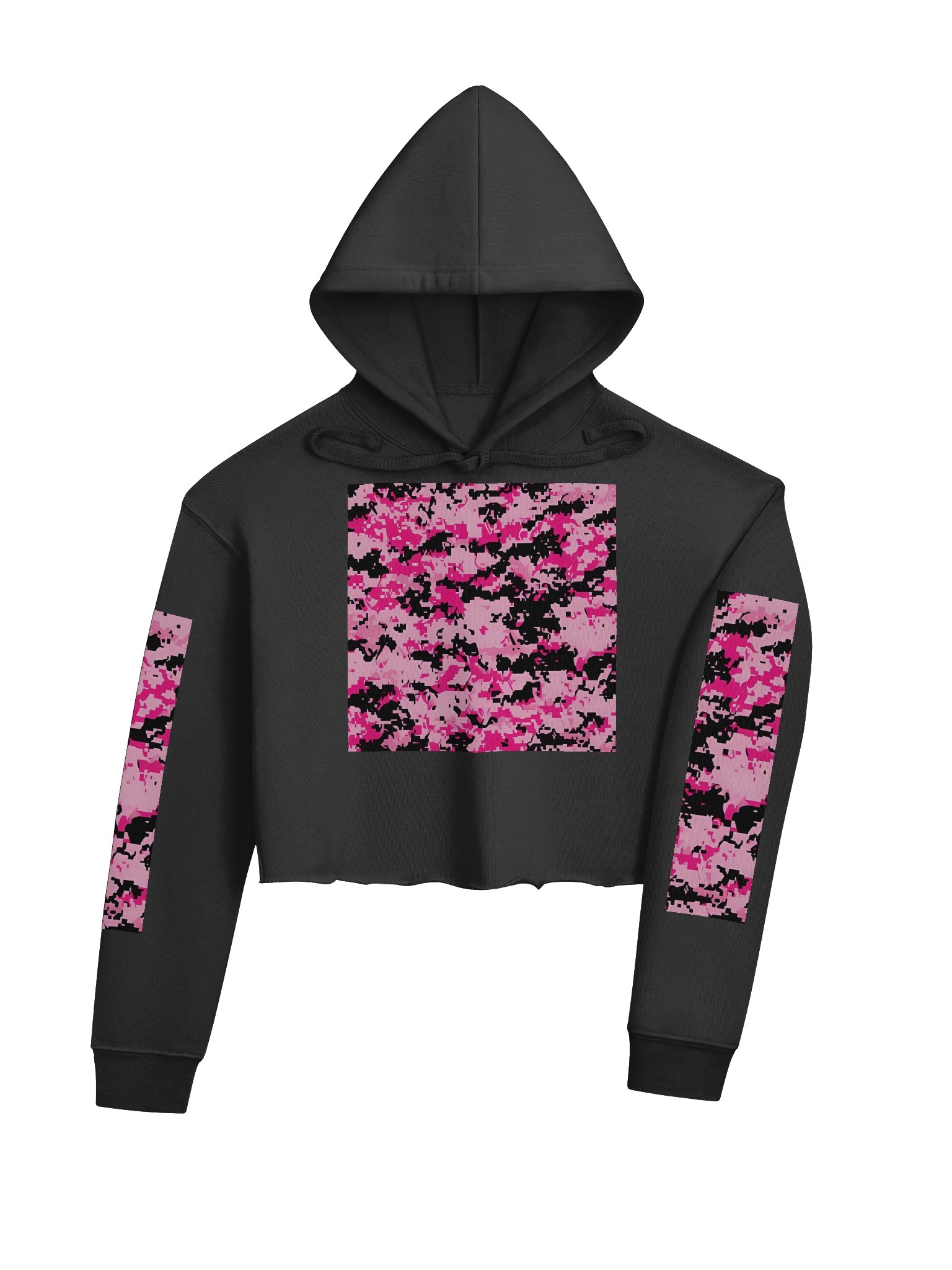 Pixel Pink Camo Crop Hoodie product image (4)