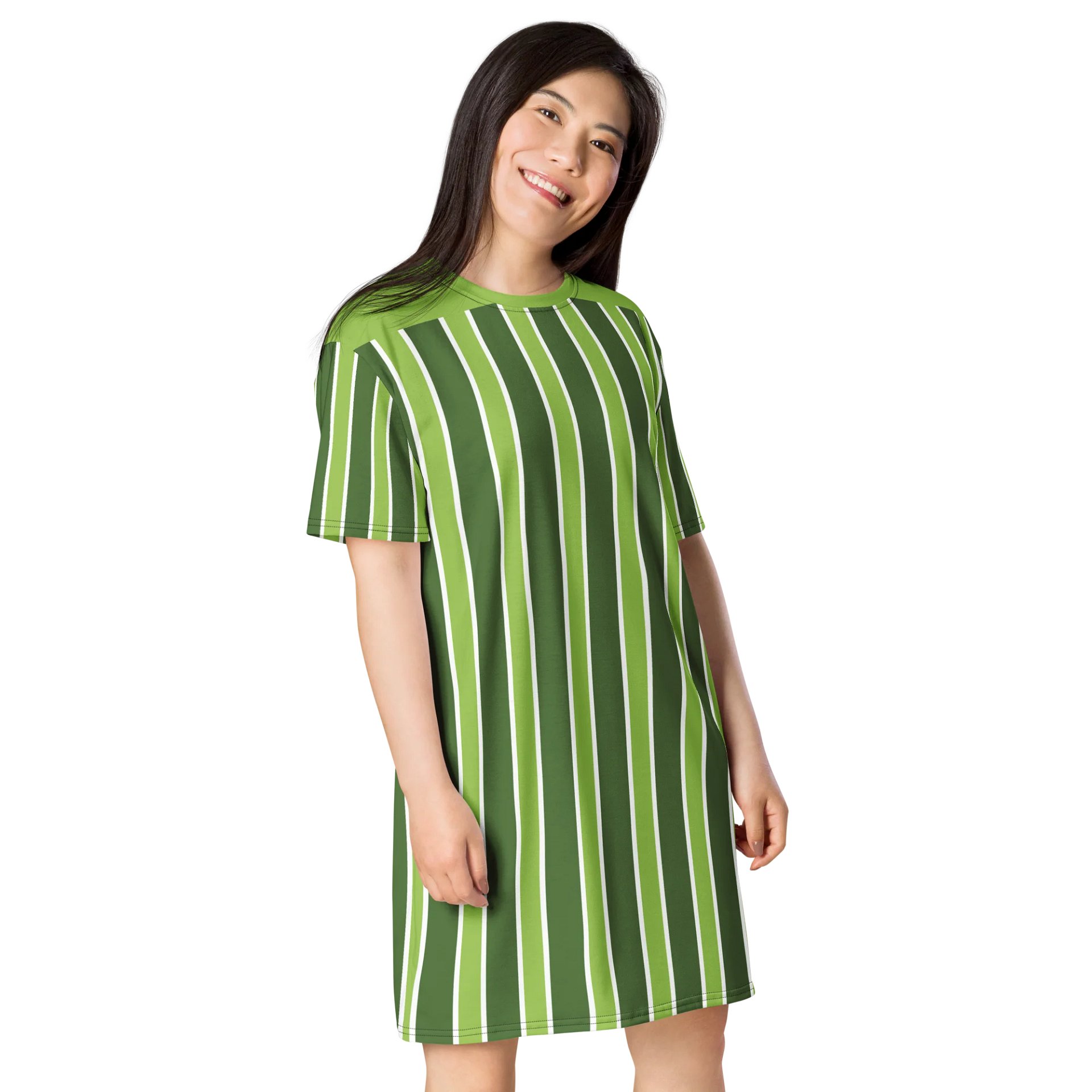 Exclusive Lime Green Striped Oversized T-Shirt Dress | TDS Music product image (4)