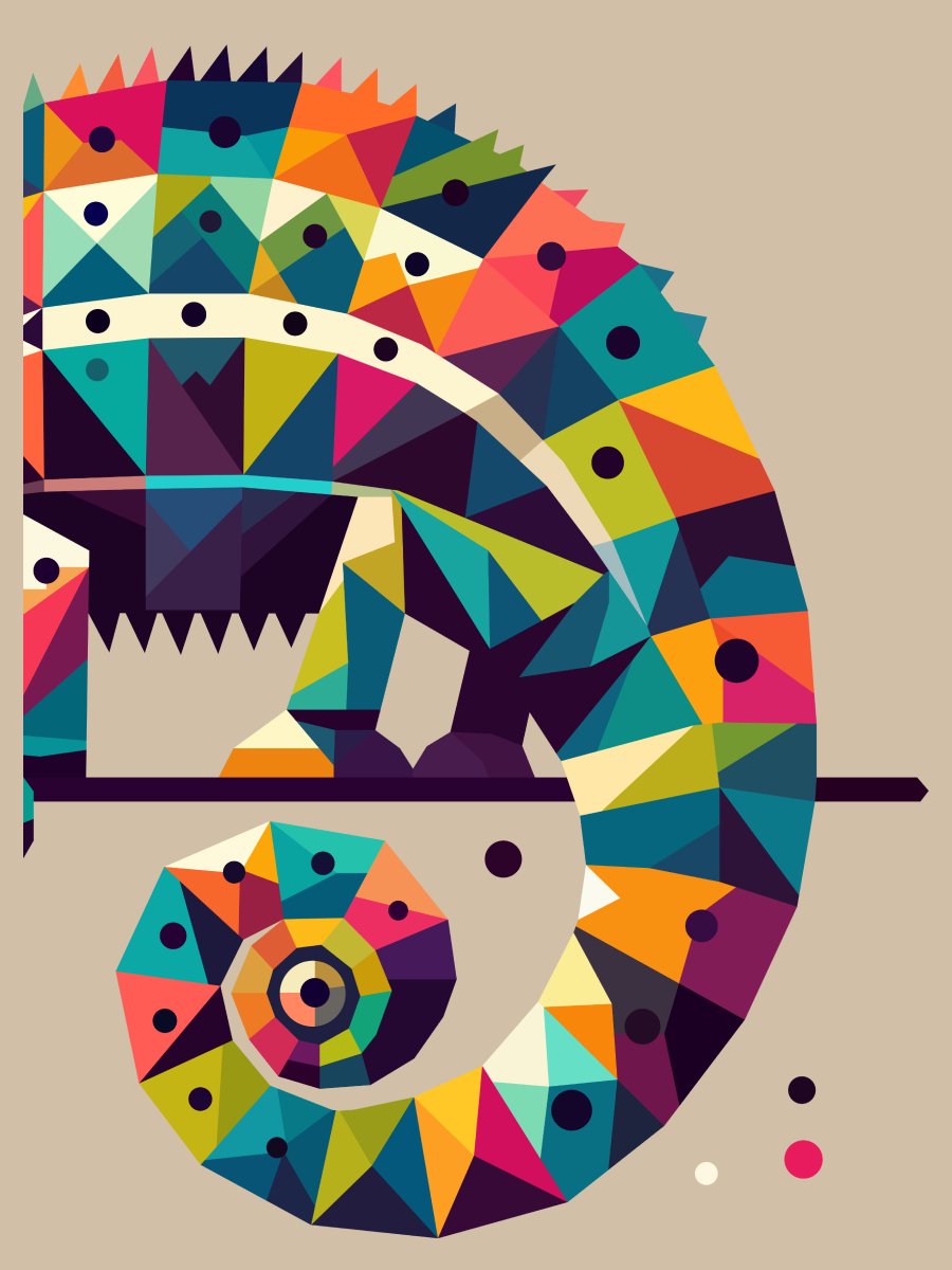 Free Geometric Chameleon PNG Art - Transparent Background, Low Poly Reptile Illustration product image (2)
