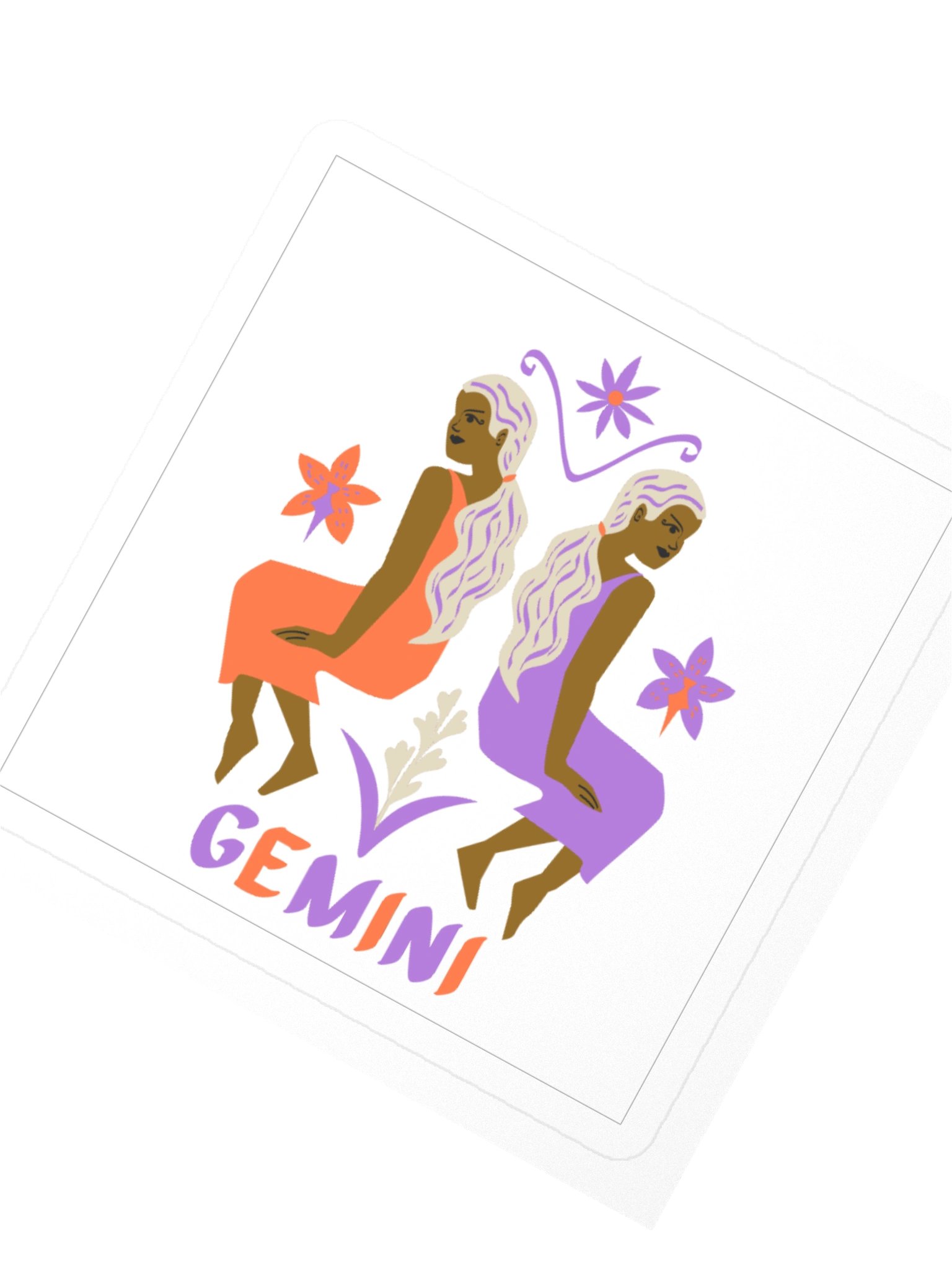 Gemini Zodiac Sticker — Seated Twin Figures Design product image (2)