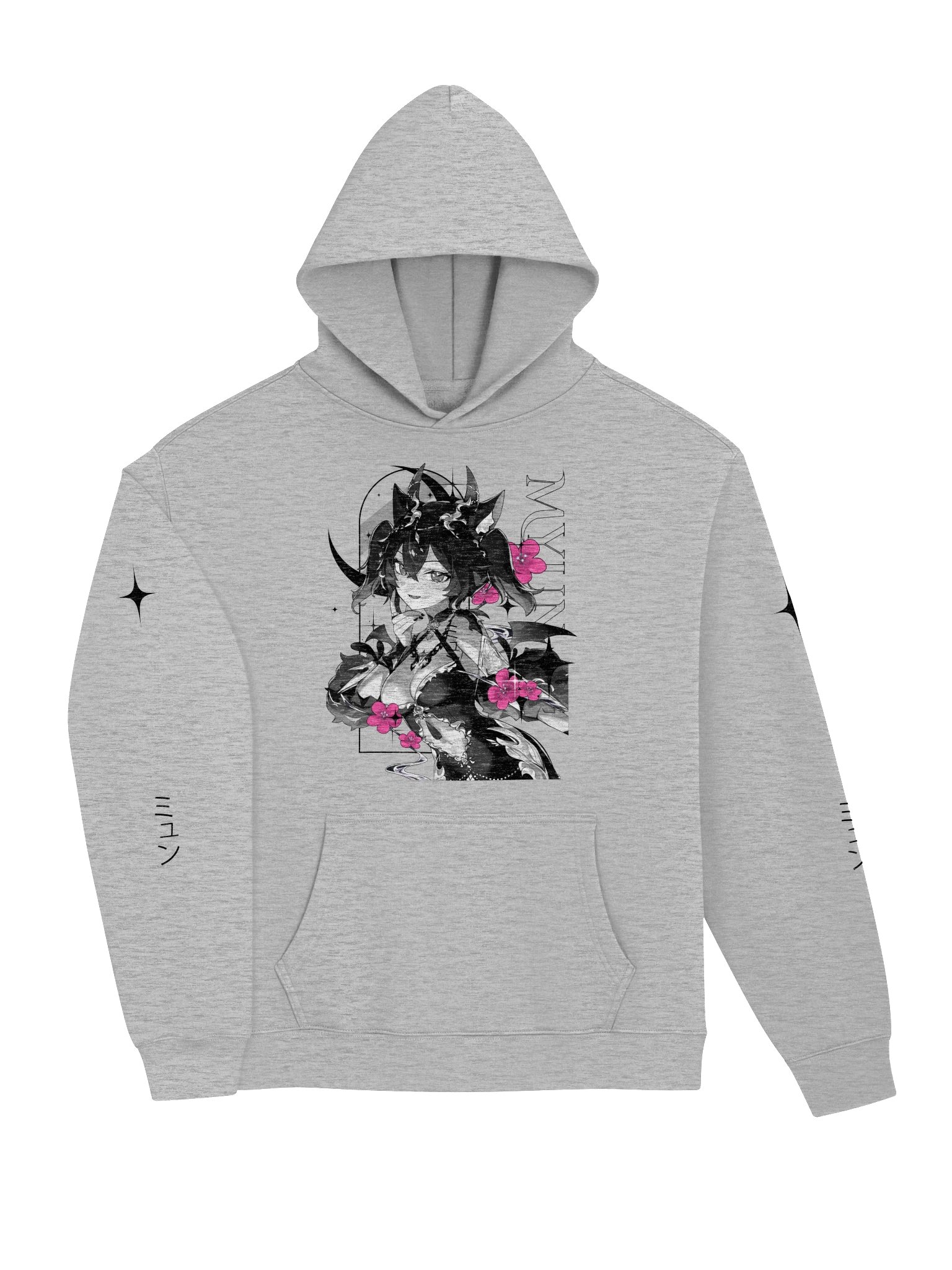 [HOODIE] MYUN – FLORAL MOON | BLACK & WHITE product image (3)