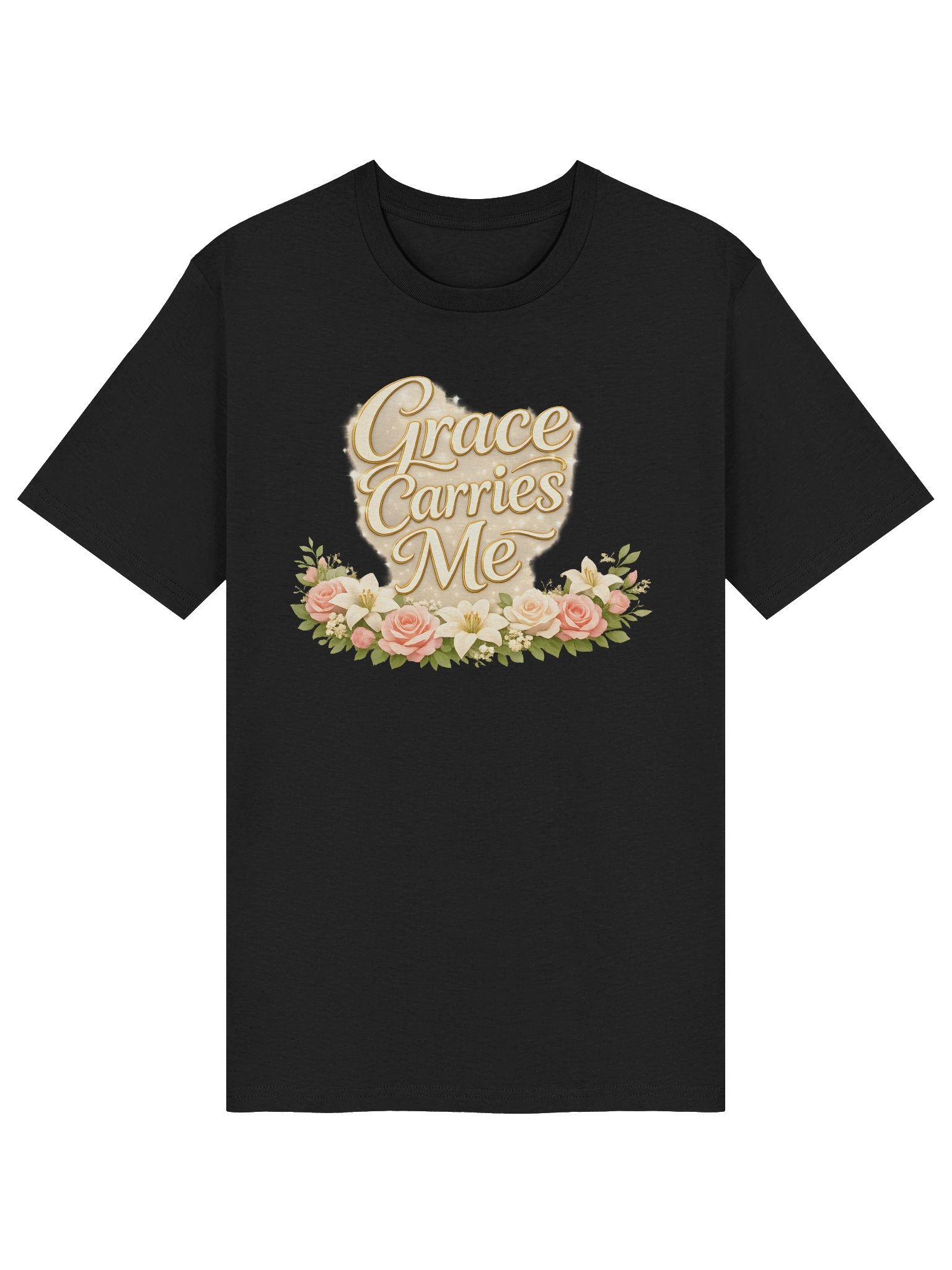 Grace Carries Me — Gold Script Floral Tee product image (15)