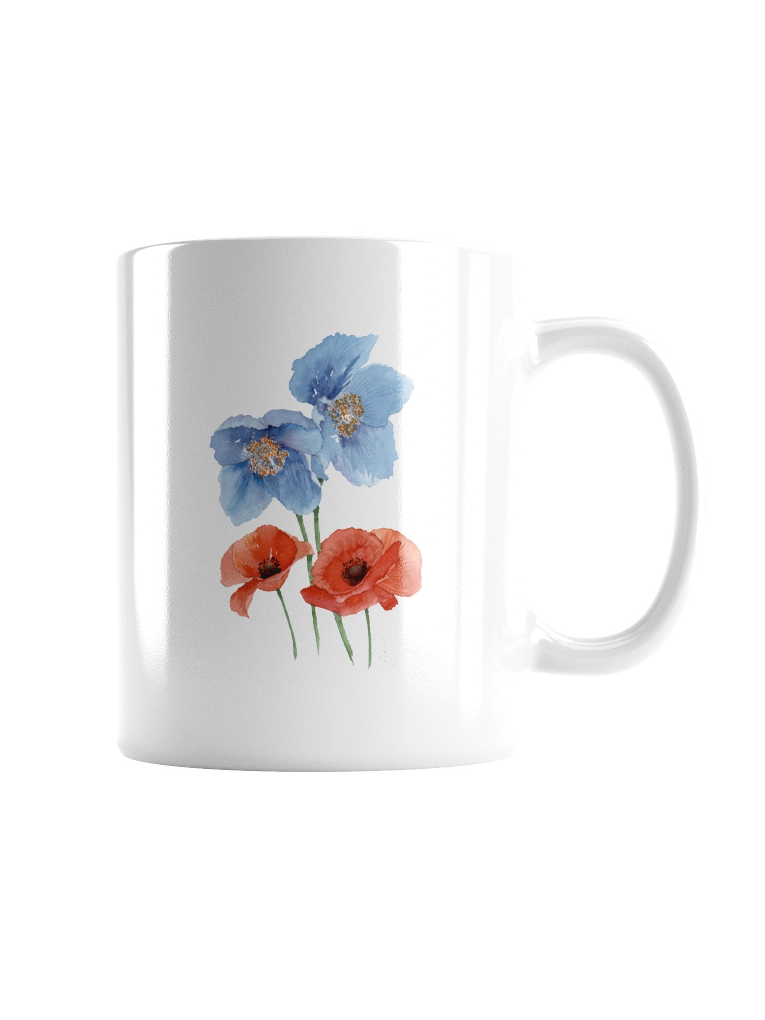 Blue and Red Po ppy DuoWhite Glossy Mug product image (2)