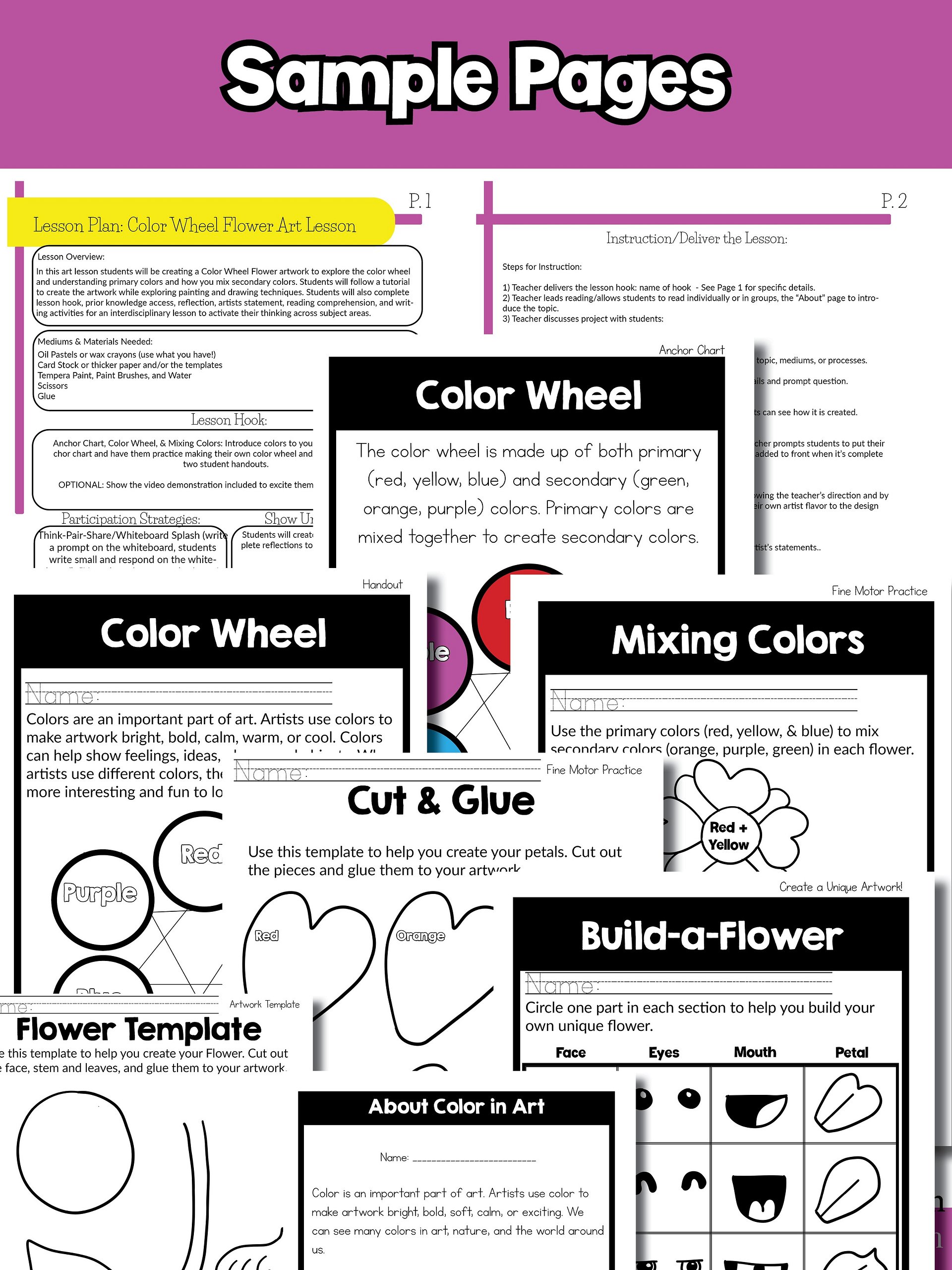 Color Lesson Color Wheel Art Project 1st Grade Art Activity Element of Art Color product image (9)