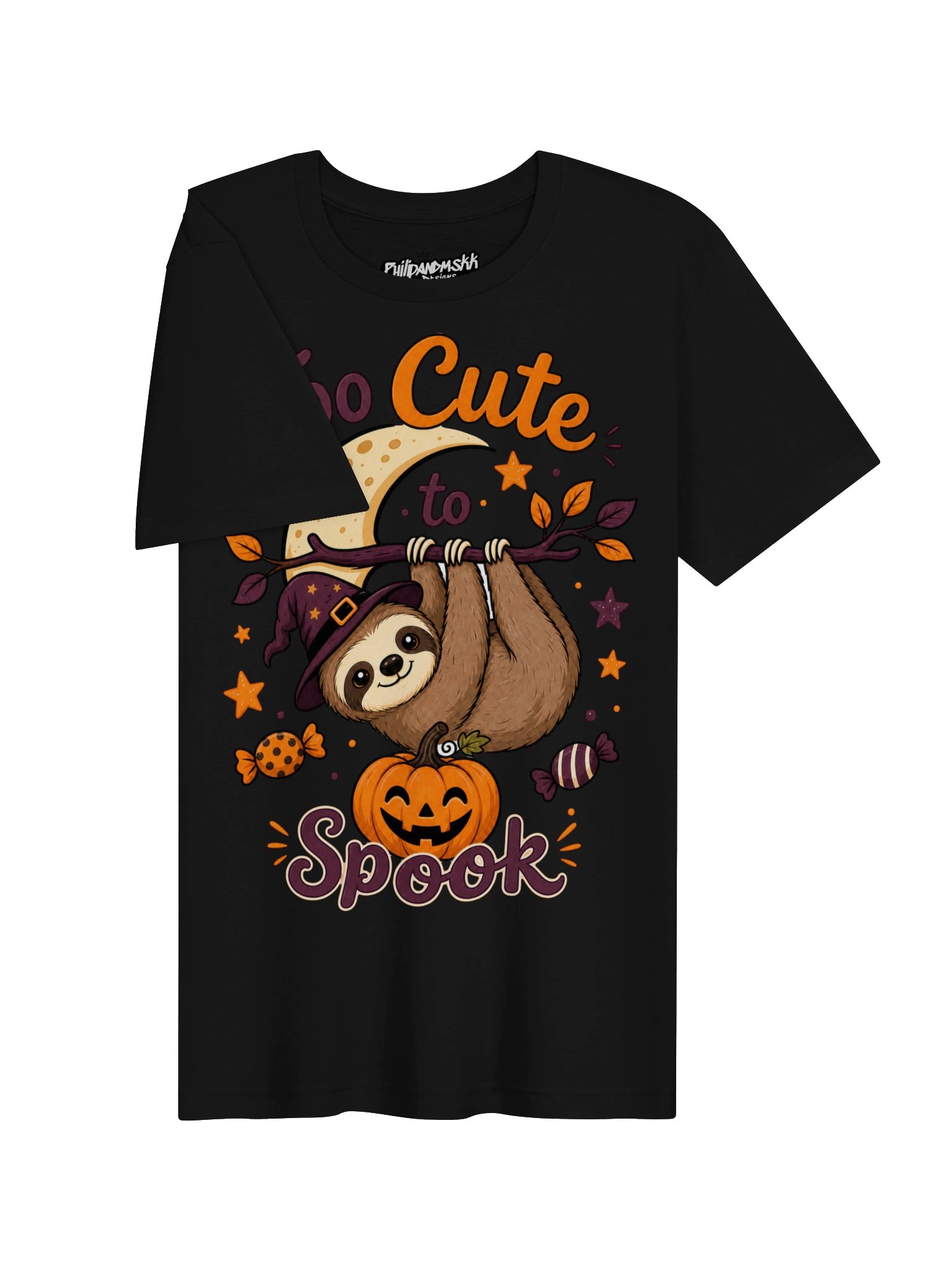 Too Cute to Spook Sloth Halloween Tee product image (21)