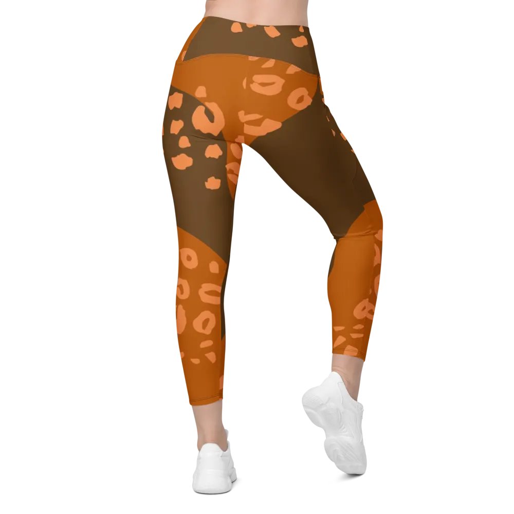Flowing Orange Camo Leggings with Pockets product image (2)
