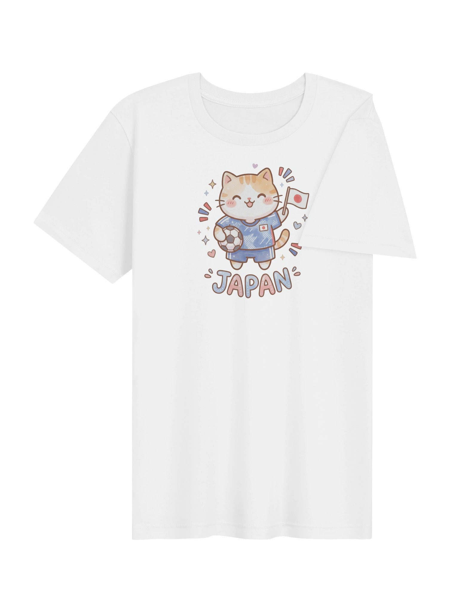 Japan Soccer Cat Shirt, Cute Japan Fan Tee, Kawaii Football Supporter T-Shirt product image (4)