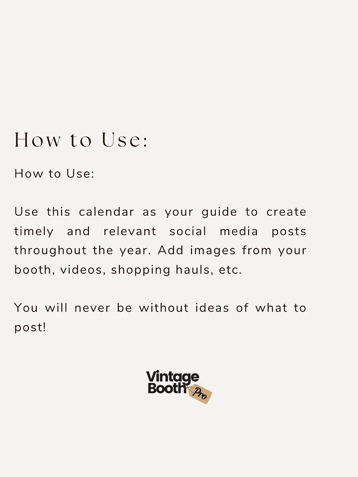365 Social Media Prompts for Vintage Booth Owners + Monthly Themes for Content product image (2)