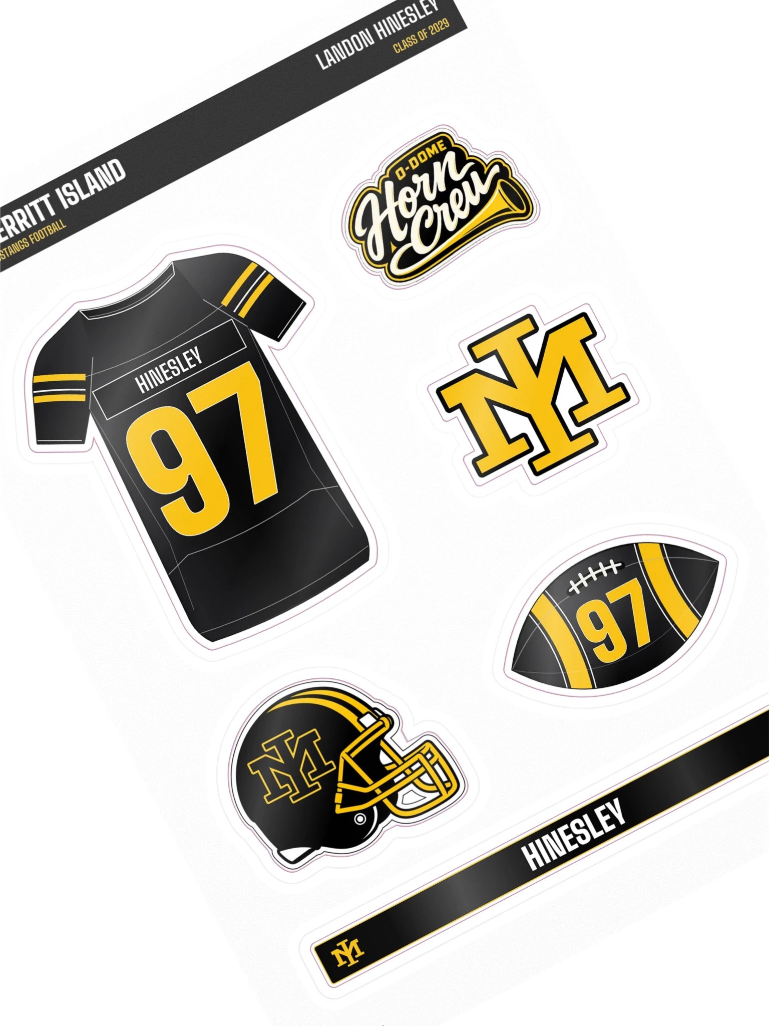 Landon Hinesley #97 — Mustangs Sticker Sheet product image (1)