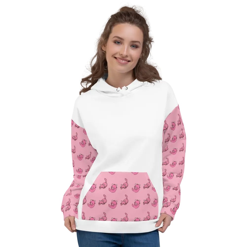 White and Pink Cat Paradise Hoodie product image (1)
