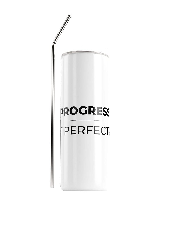 White Stainless Steel Tumbler - Progress. Not Perfection product image (1)
