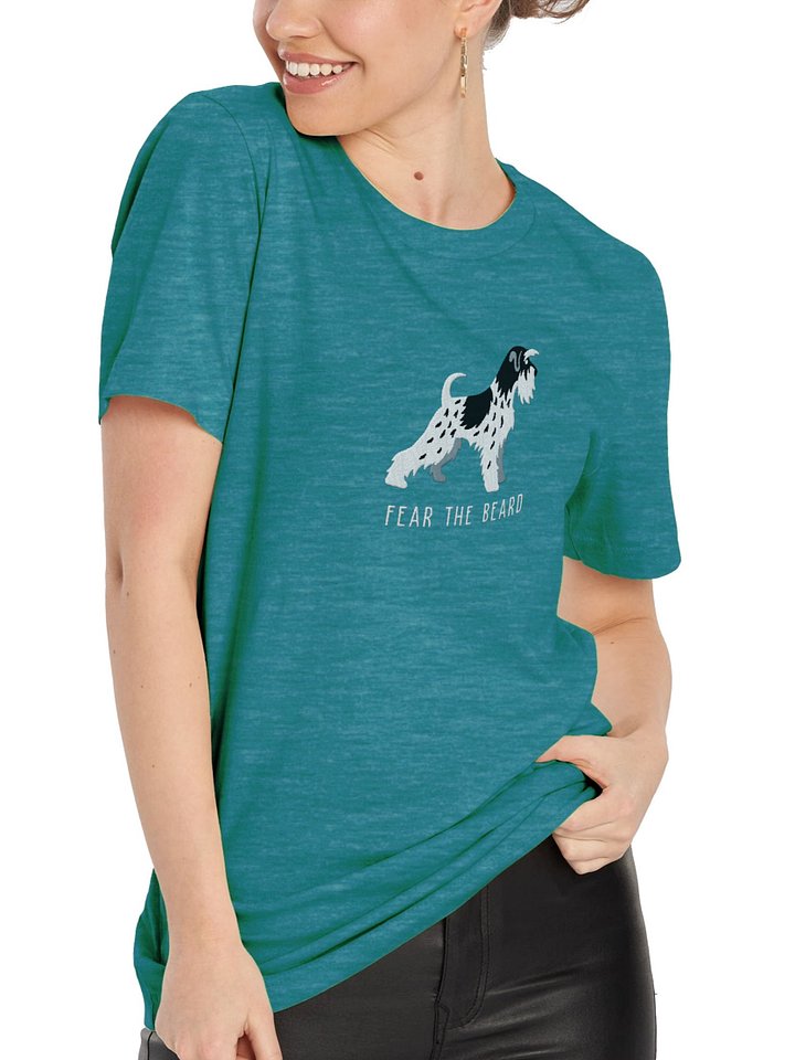 Fear the Beard T-Shirt(Embroidered) of a Miniature Schnauzer(Parti, Black & White) product image (2)