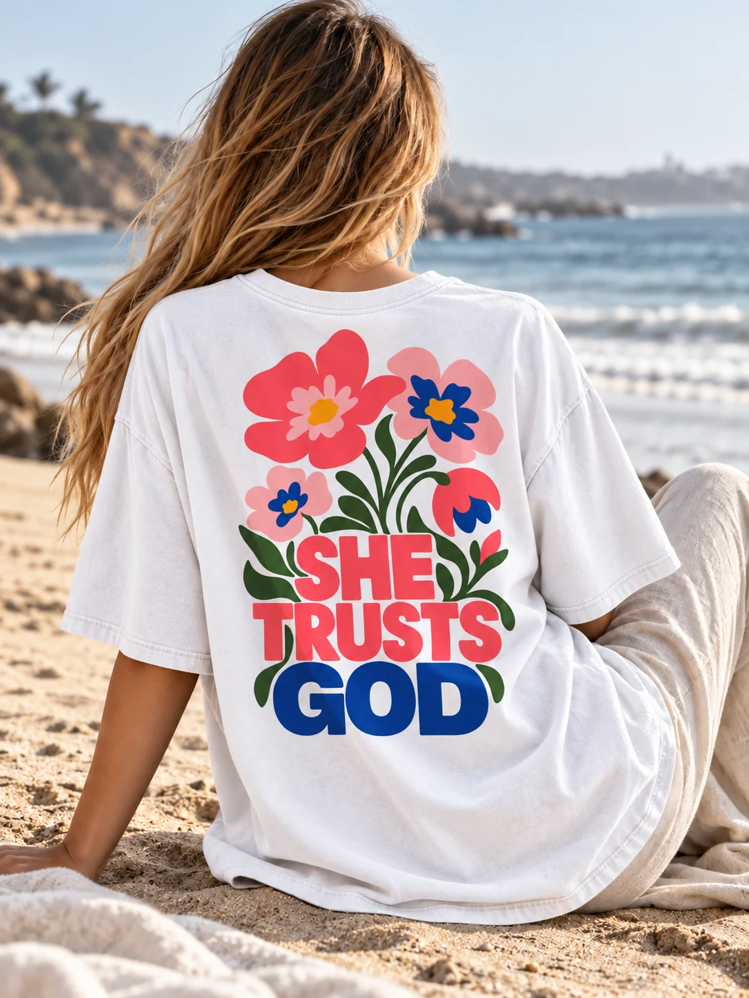 She Trusts God PNG – Christian Floral Shirt Design product image (3)