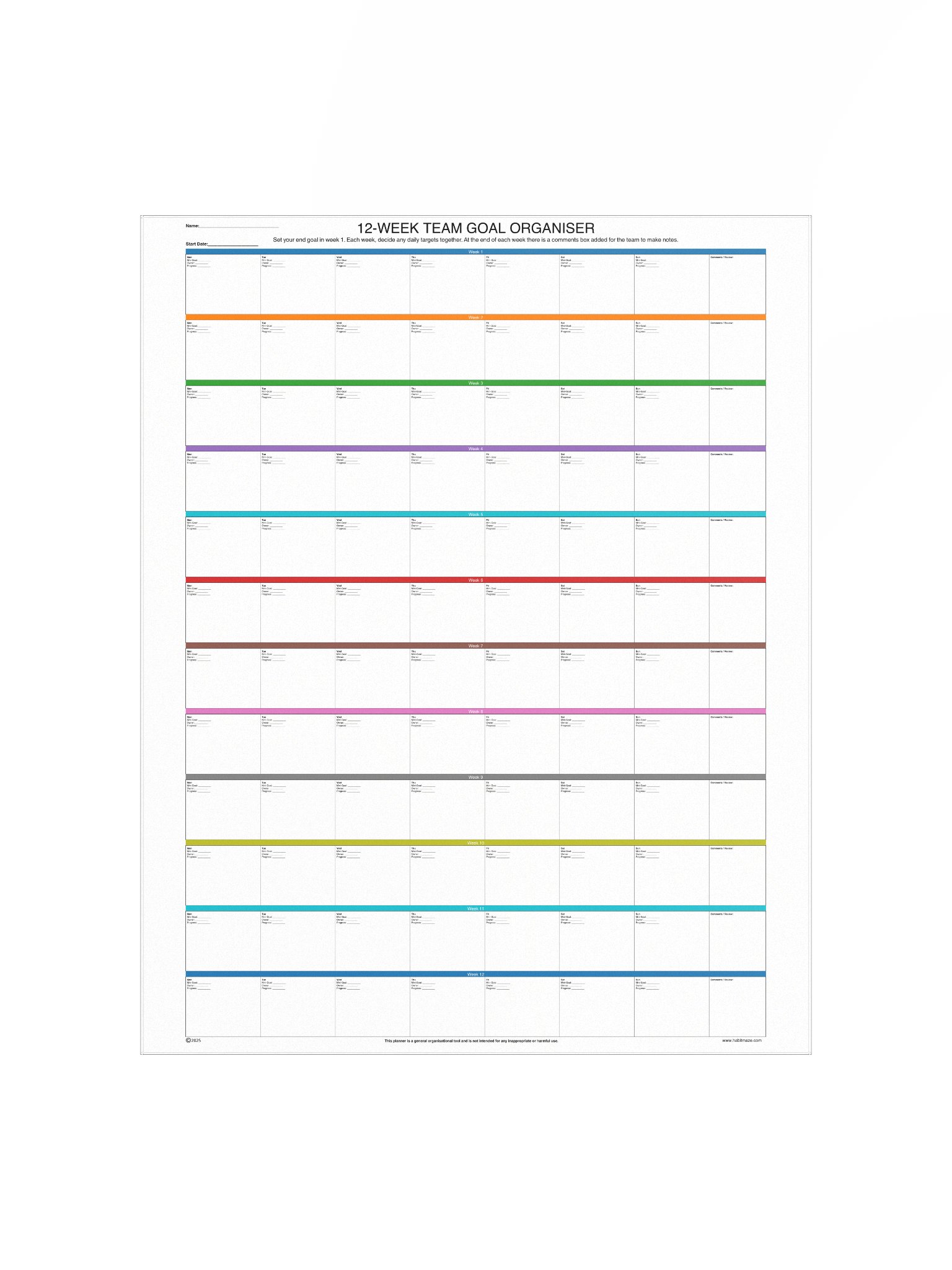 Team Goal Organiser 12 Week product image (2)