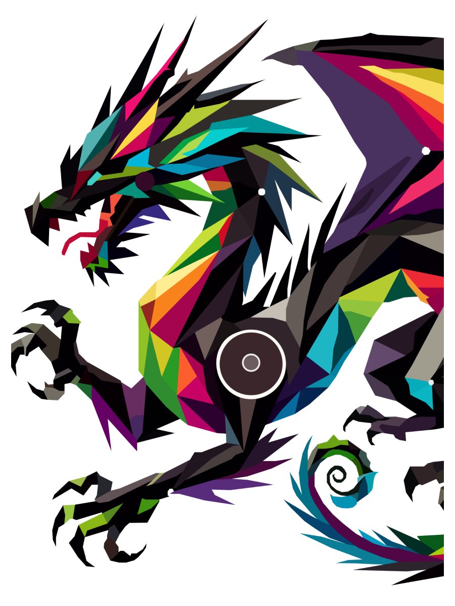 Free Geometric Dragon PNG Art - Transparent Background, Vibrant Low Poly Illustration product image (1)