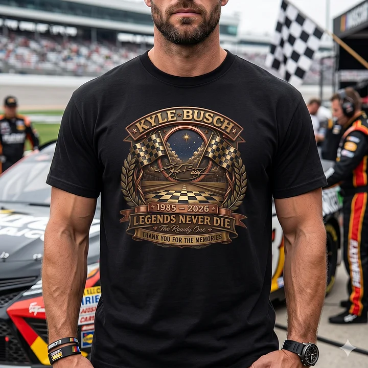 Kyle Busch "Legends Never Die" Memorial T-Shirt – Vintage NASCAR Racing Tribute Tee product image (1)