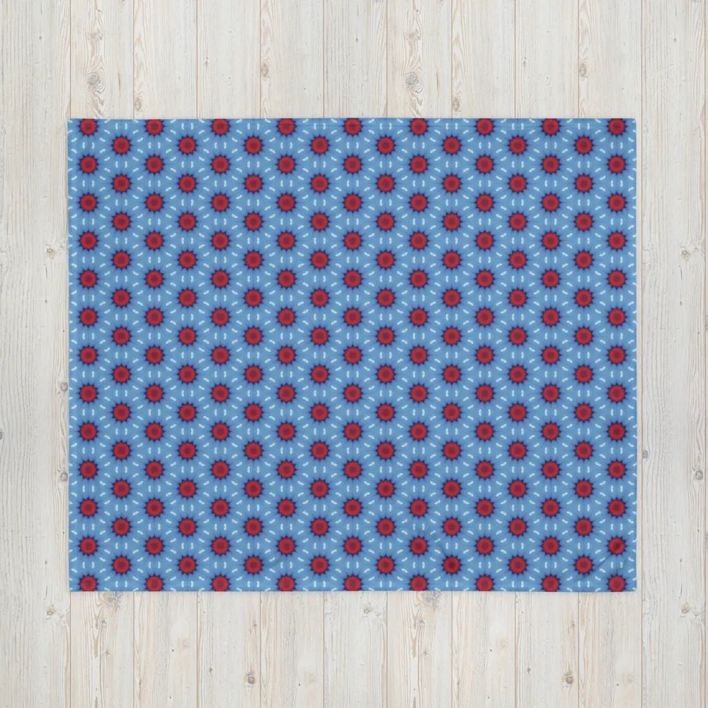 Blue Red & White Sunshine Seamless Patterned Throw Blanket product image (6)