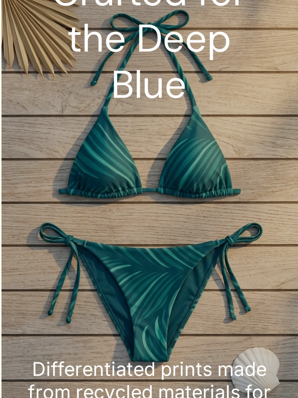 Teal Wave Abstract String Bikini product image (6)