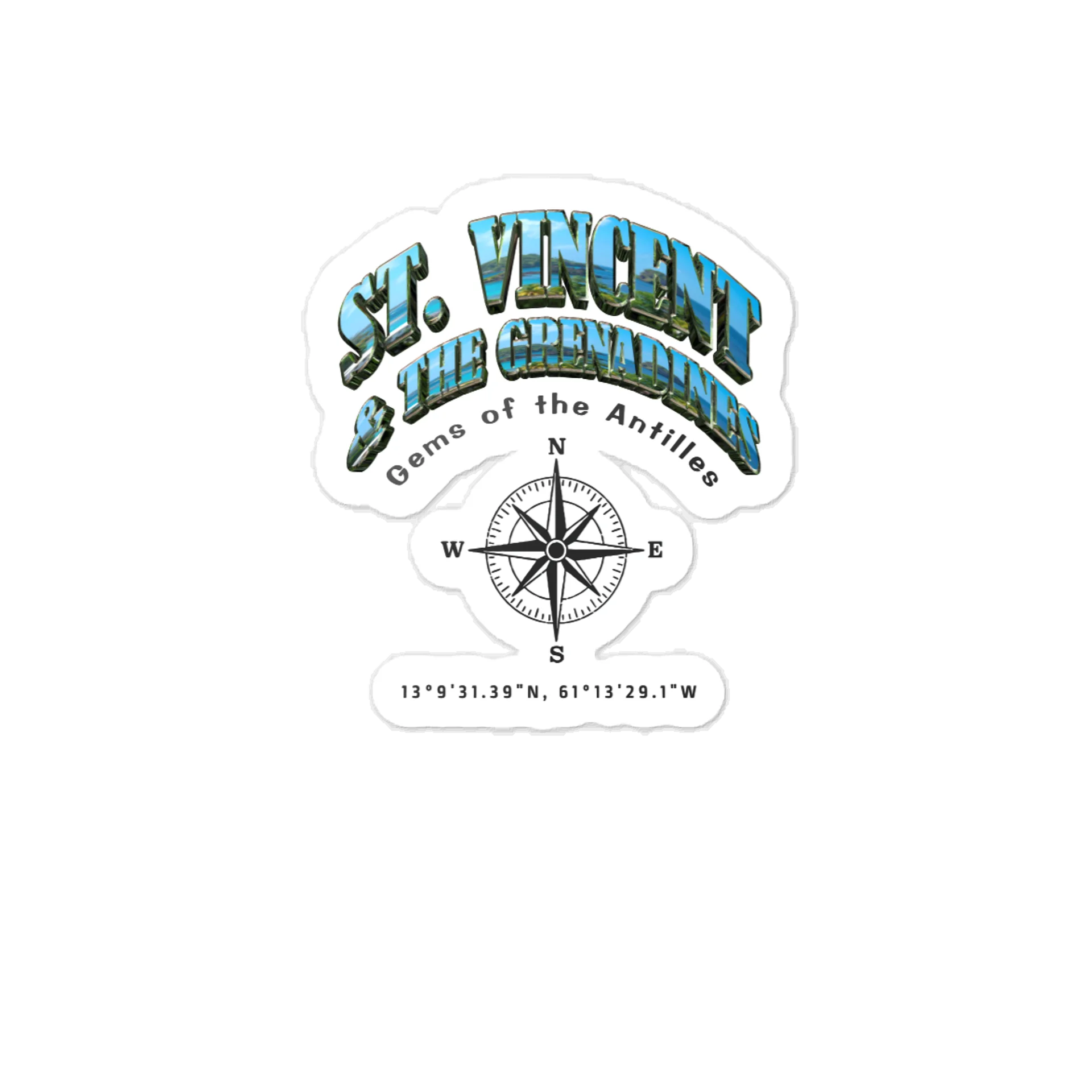 Compass - St. Vincent and the Grenadines - Vintage ALT | Vinyl Decal product image (1)