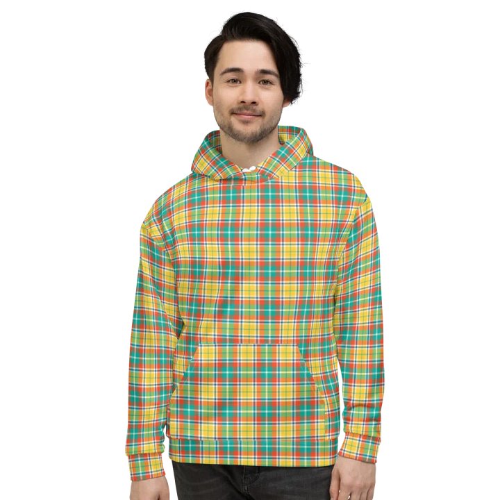 Yellow and Seafoam Green Plaid Hoodie product image (2)