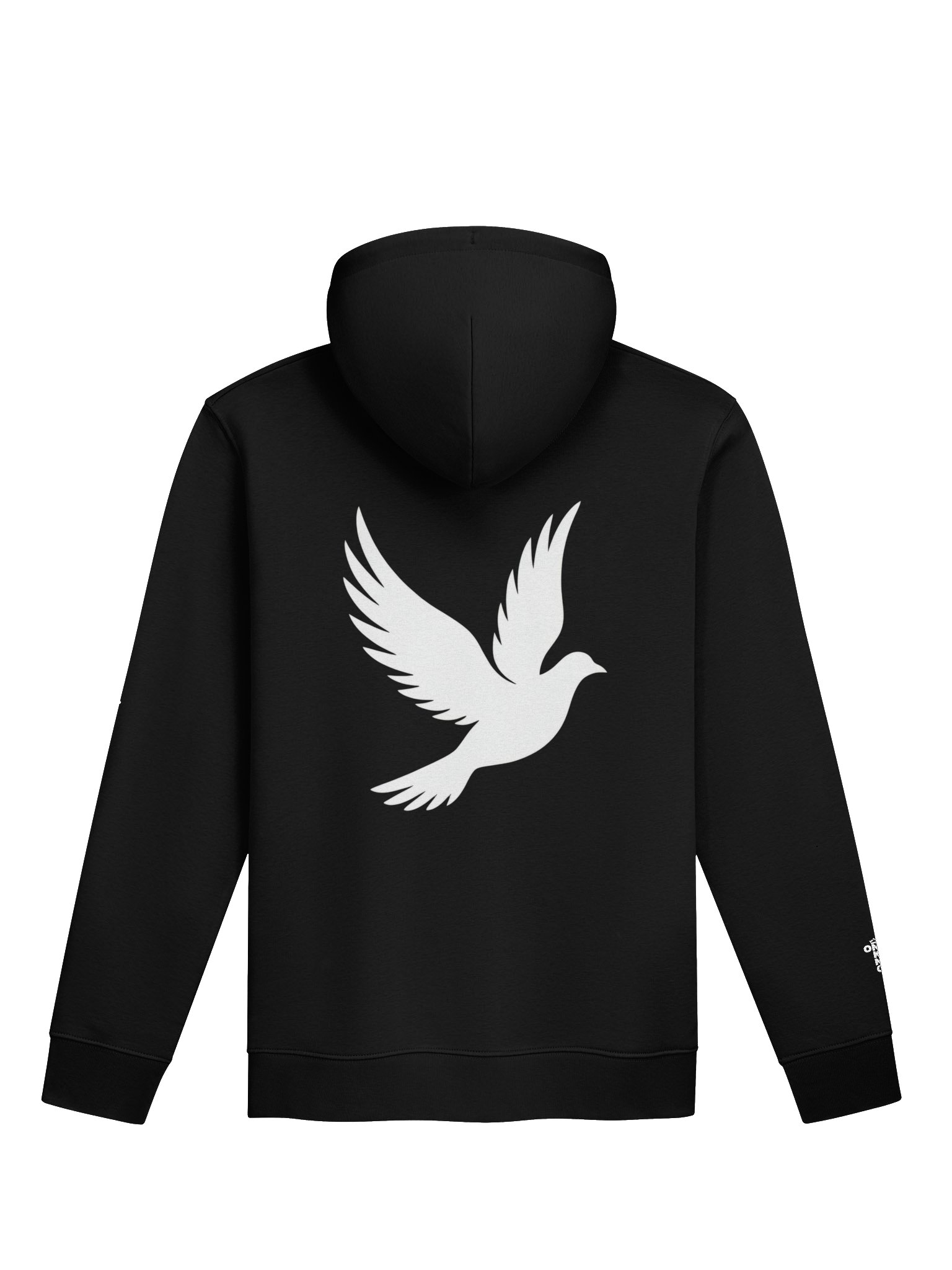 ONE KING Dove 100% Organic Cotton Premium Street Hoodie with embroidered sleeve logo black print product image (1)