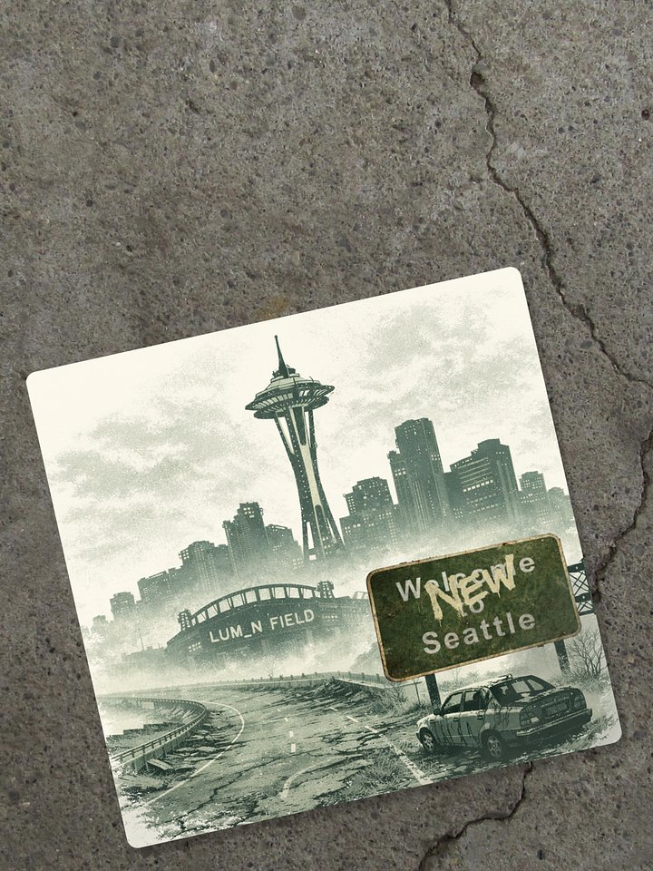 New Seattle Dystopian Sticker | Post-Apocalyptic Welcome Sign product image (2)