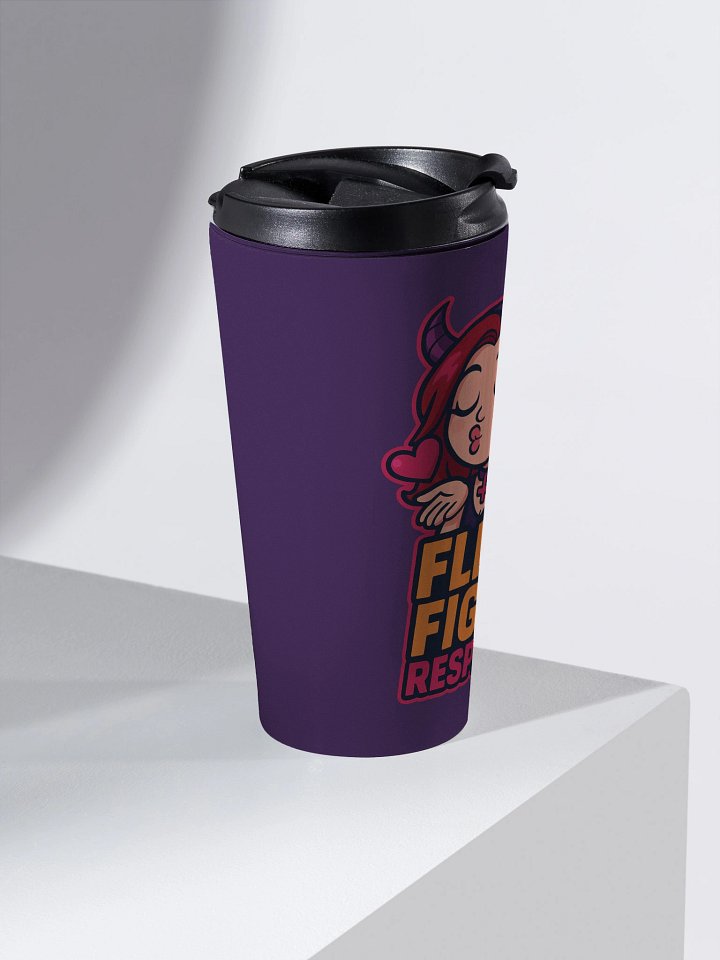 "Flirt. Fight. Respawn." Stainless Steel Mug – BreezyBubblez Edition product image (2)