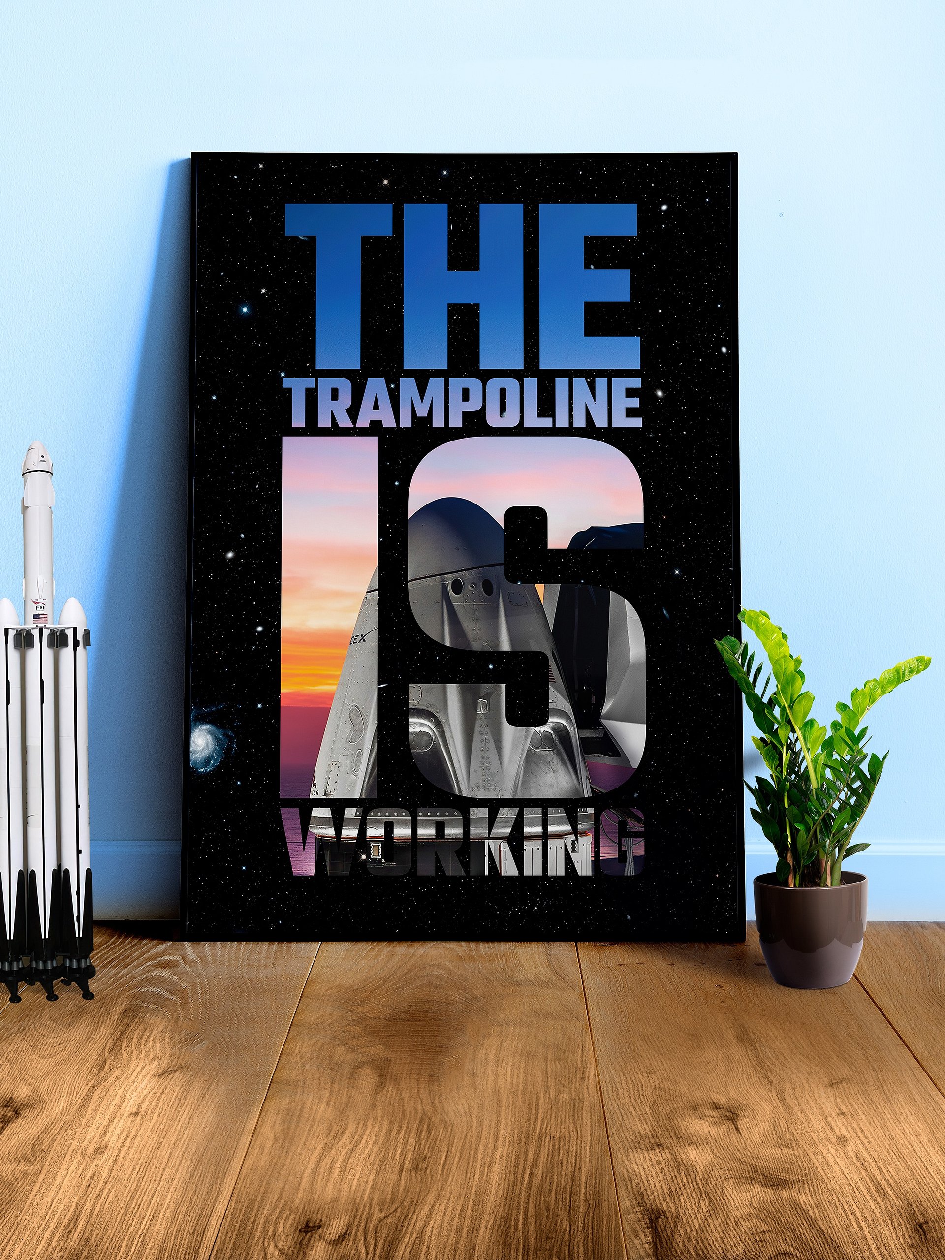 The trampoline is Working / SpaceX Crew Dragon — space poster, space art, photo poster, SpaceX gift, nerdy gifts product image (1)