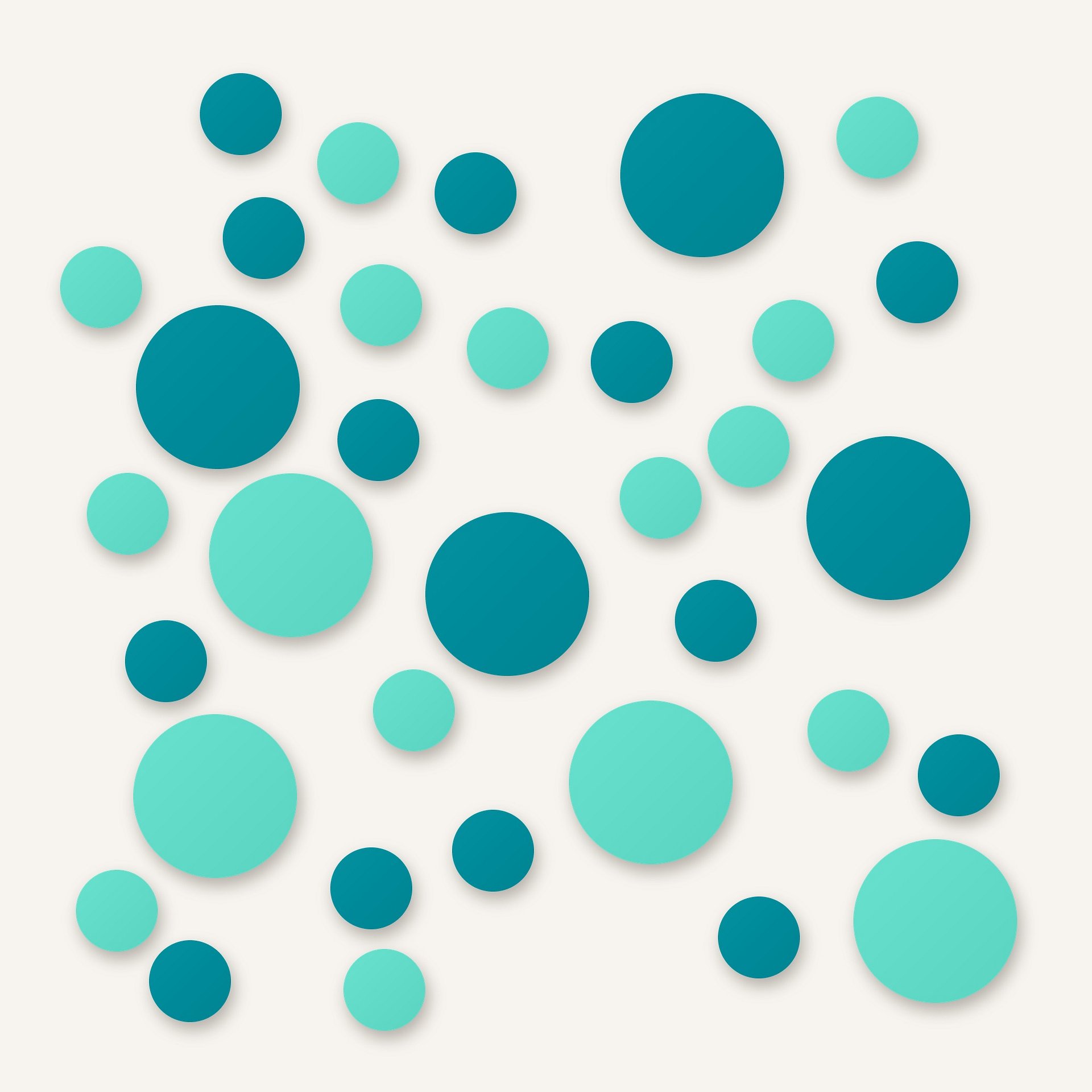 Mint Green and Turquoise Polka Dot Wall Decals, 2" and 4" Vinyl Circle Stickers, Removable Dot Decals for Nursery, Kids Room, Playroom product image (1)