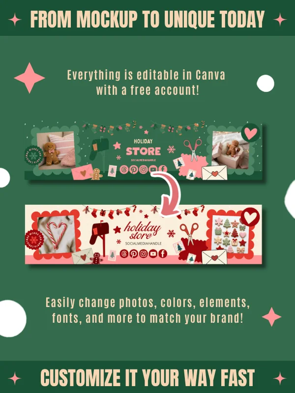 Cute Coquette Christmas Etsy Banners Templates (Canva) product image (8)