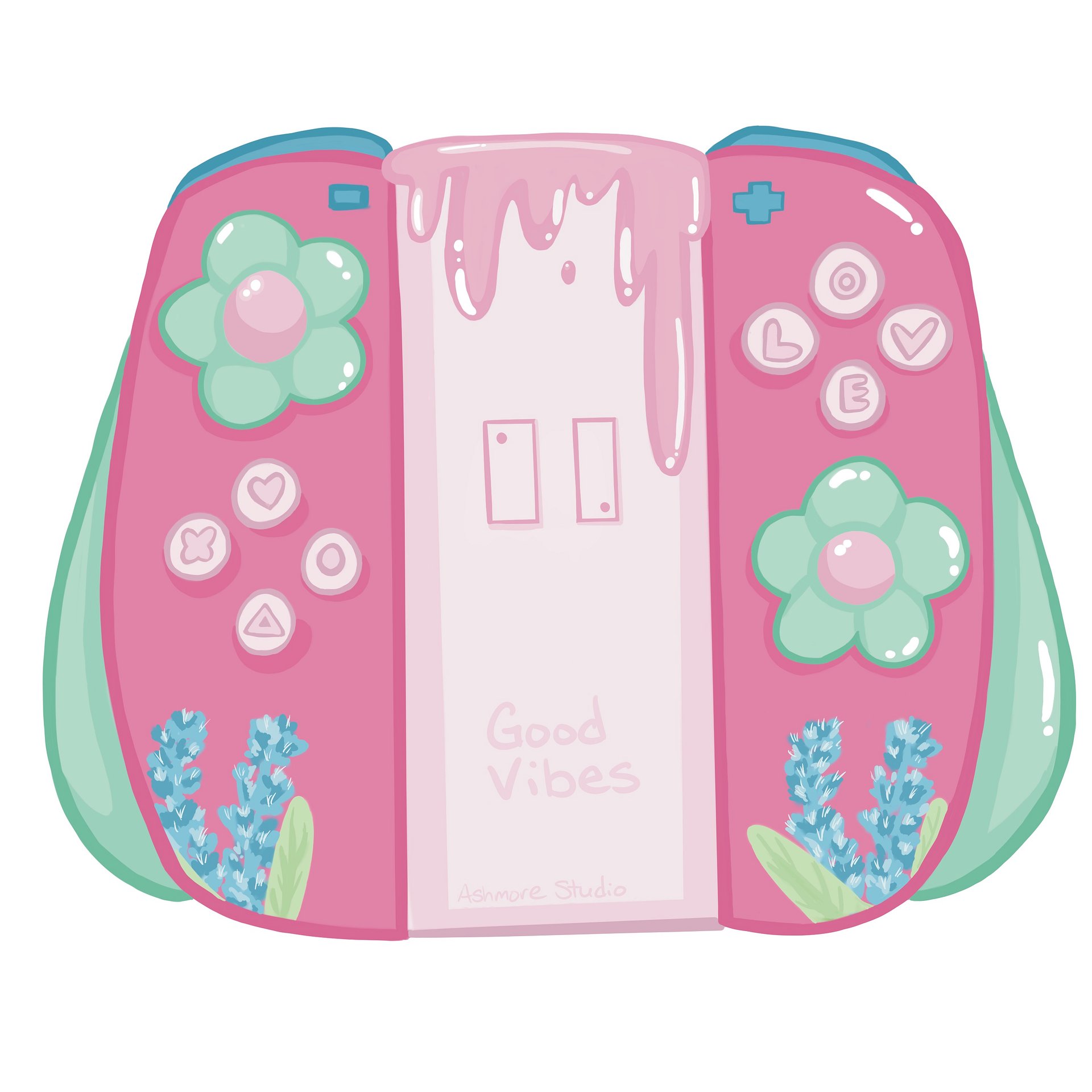 Gamer controller pink sticker product image (1)