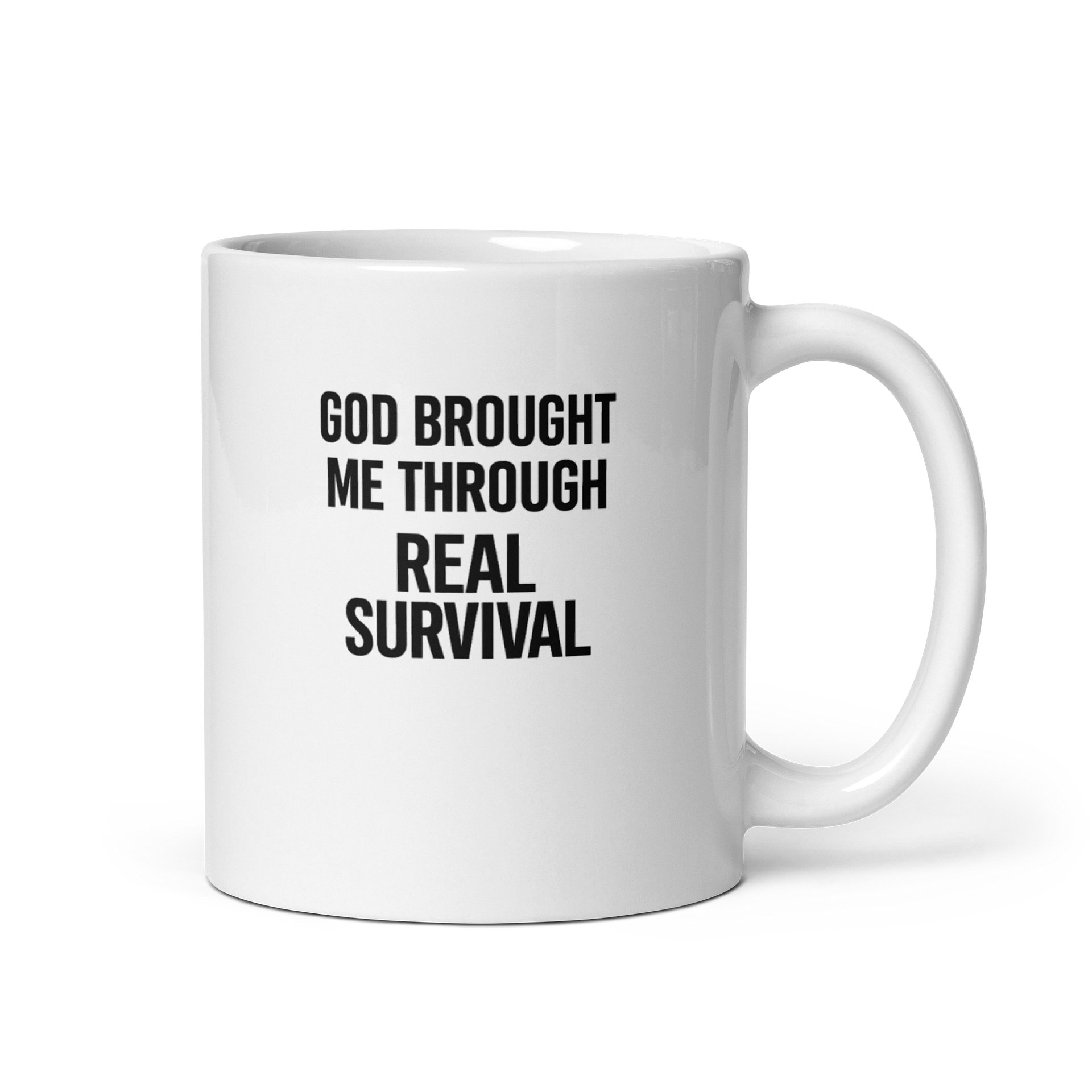 God Brought Me Through Real Survival Inspirational Mug | GBMT Testimony Coffee Cup (11oz / 15oz) product image (1)