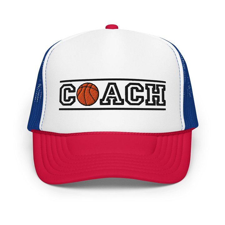 Basketball Coach Foam Trucker Hat – High Profile Snapback with Embroidered Design product image (7)