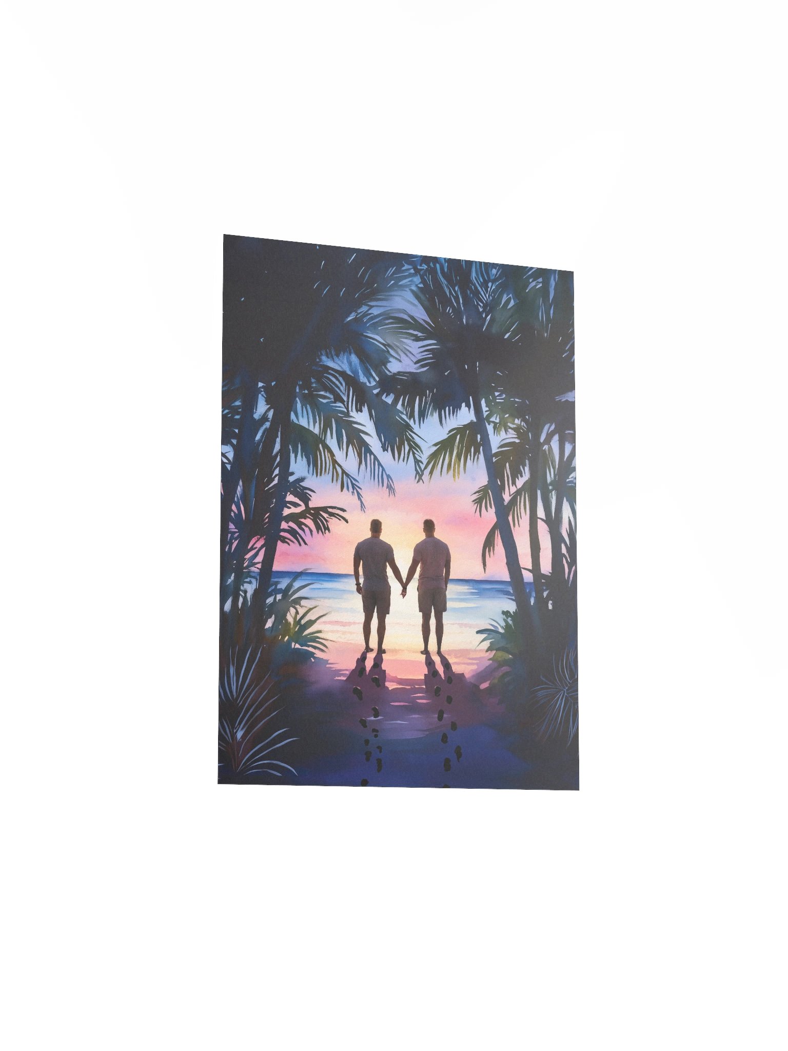 Tropical Beach Sunrise - Gay Couple Holding Hands Studio Print product image (3)