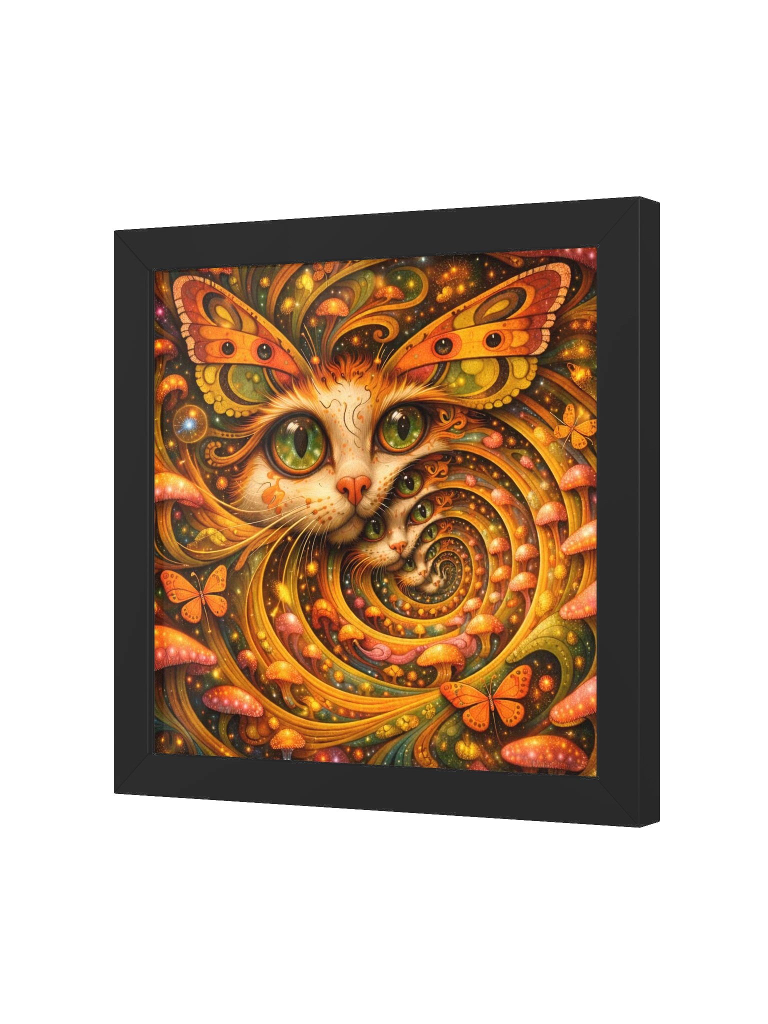 Psychedelic Organic Spiral Cat – Surreal Butterfly Fantasy Wall Art product image (2)