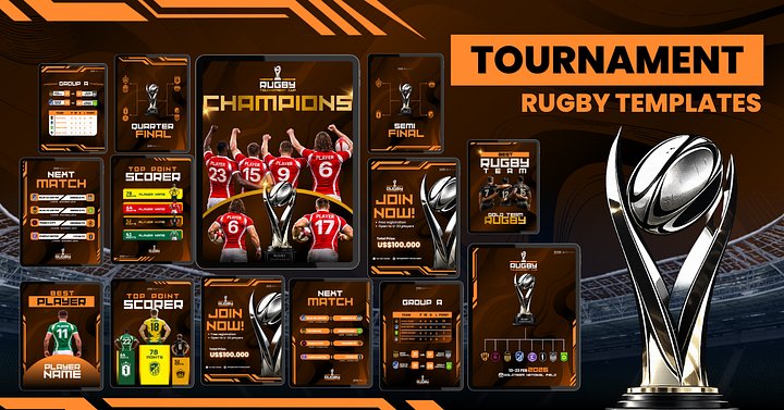 Full Pack 100 Editable Rugby Design Templates by PNB Graphics product image (2)