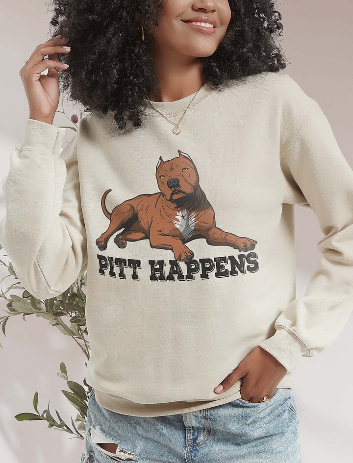 Pitt Happens Sweatshirt of a Pitbull Terrier (Cropped Ears - Red) | Funny Shirt for Pitbull, Bully, and Staffordshire Terrier Paw-rents product image (2)