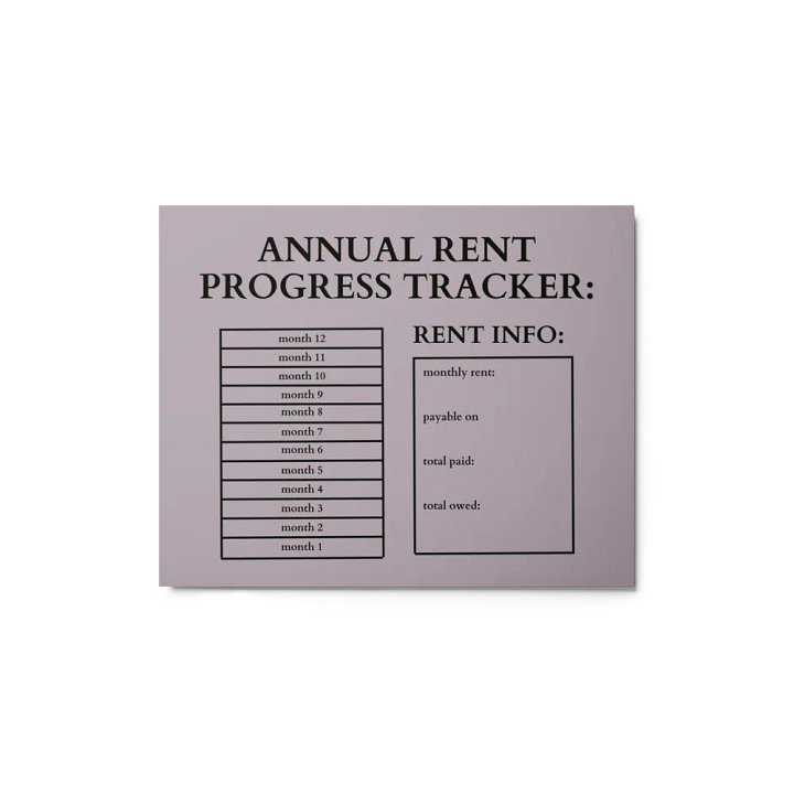 HIGHFALUTIN ANNUAL RENT TRACKER (black design 13) product image (1)