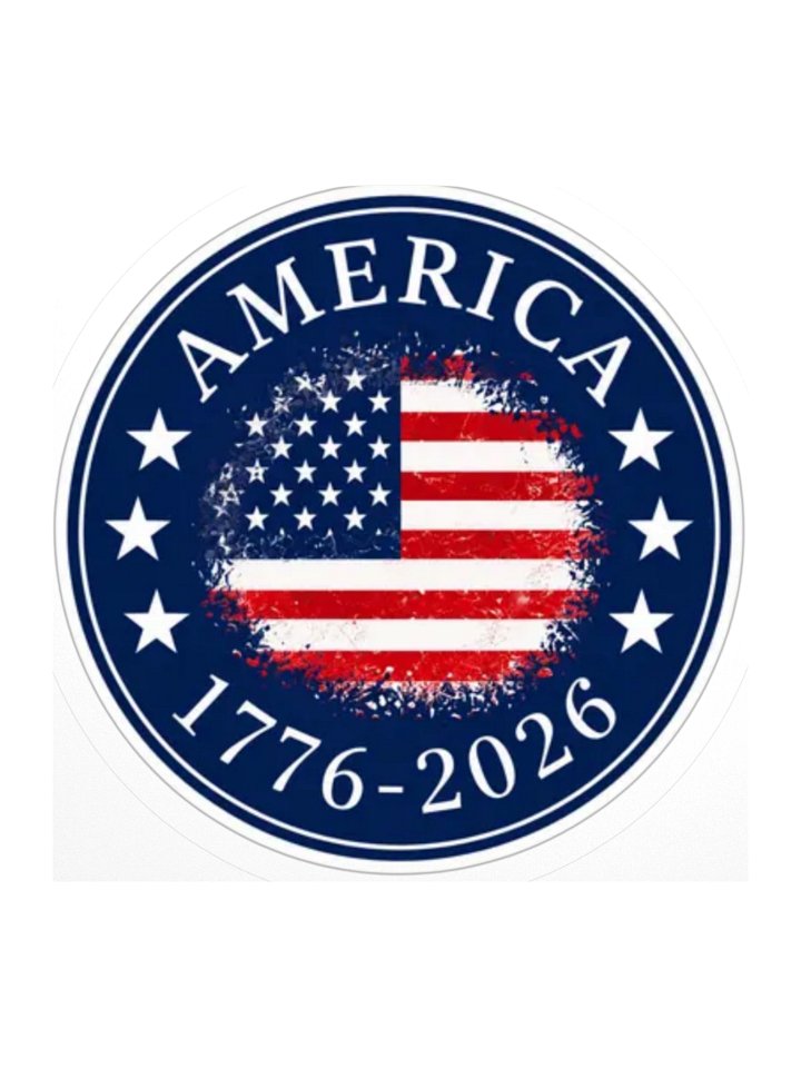America 1776 2026 Patriotic 250th Anniversary USA Flag Round Sticker Decal product image (1)