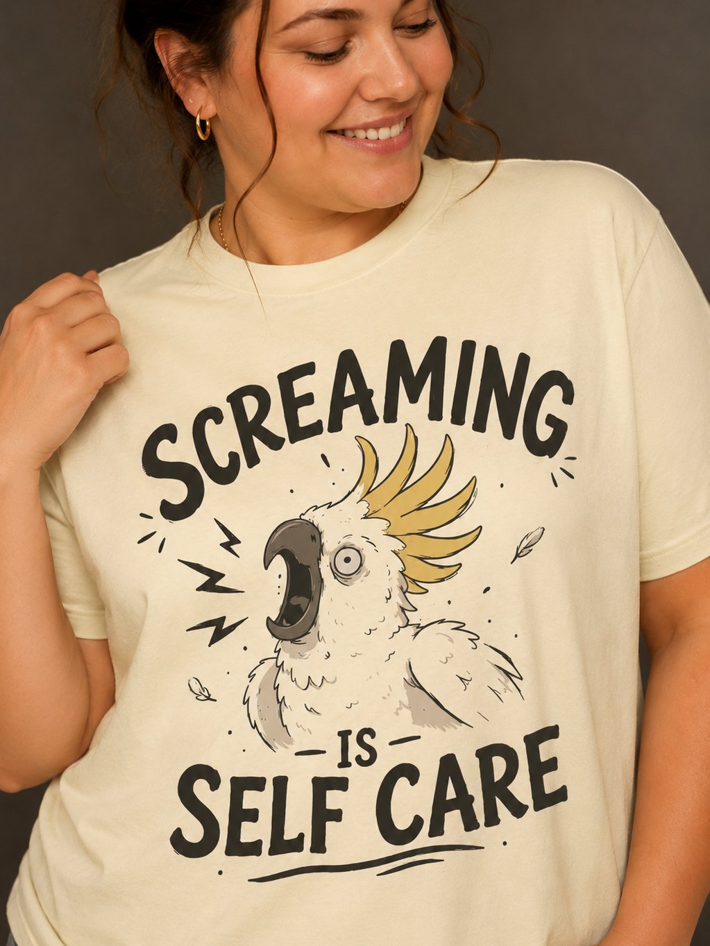Screaming Is Self Care Cockatoo T-Shirt | Funny Bird Lover Graphic Tee product image (2)