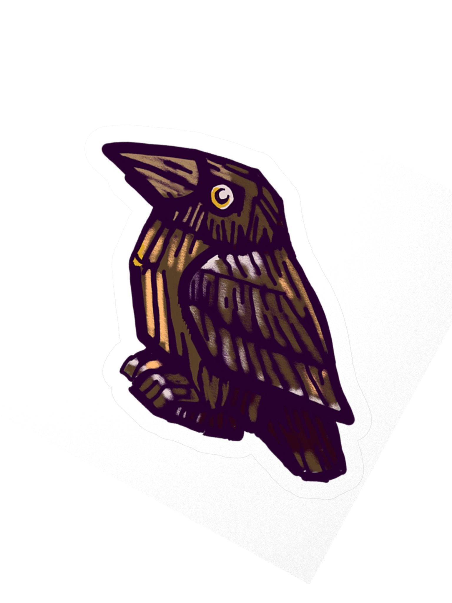 The Hunched Raven, Woodcut Raven Sticker (3 inch vinyl) product image (2)