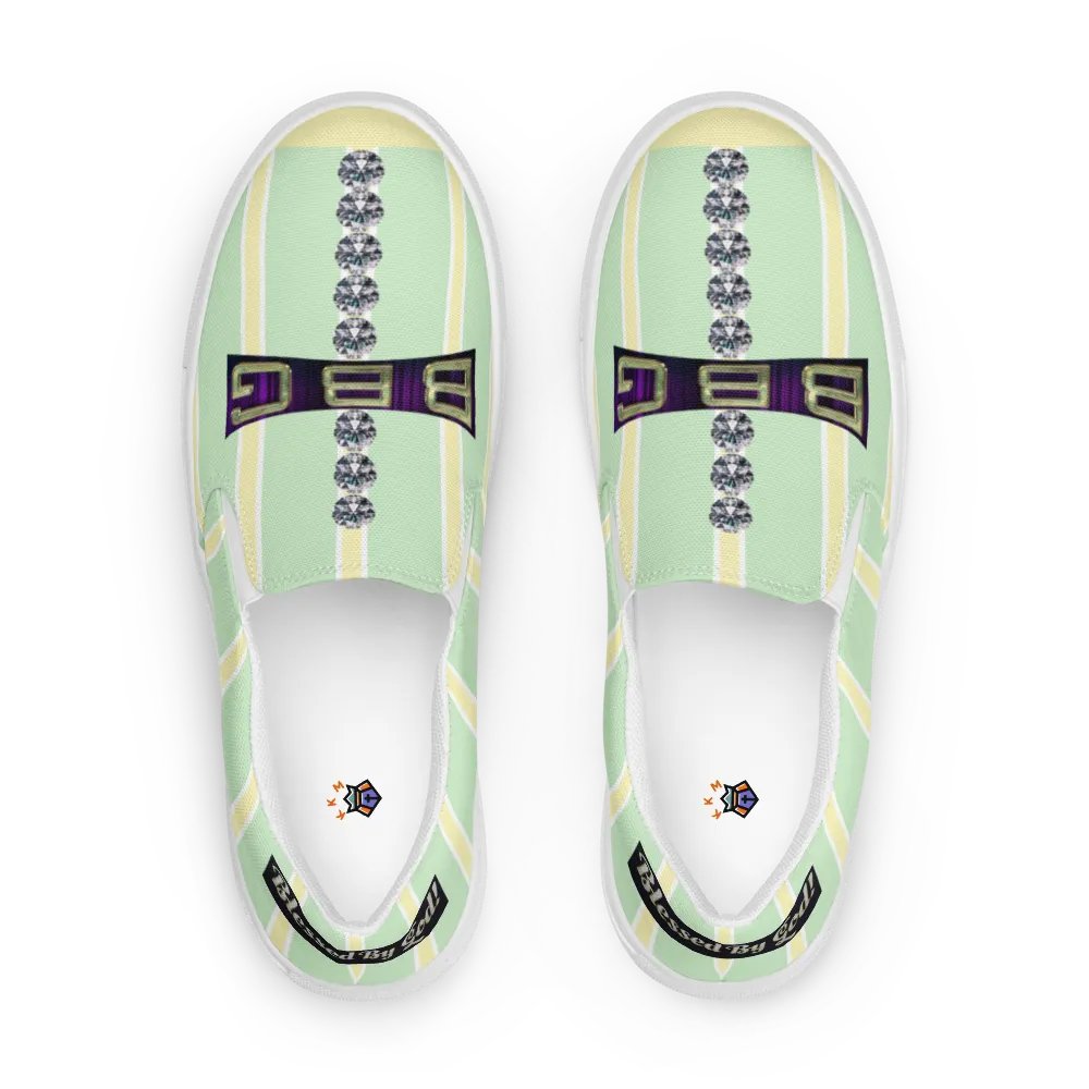 BBG Lime Green & Yellow Diamond Cross Women's Slip On product image (7)