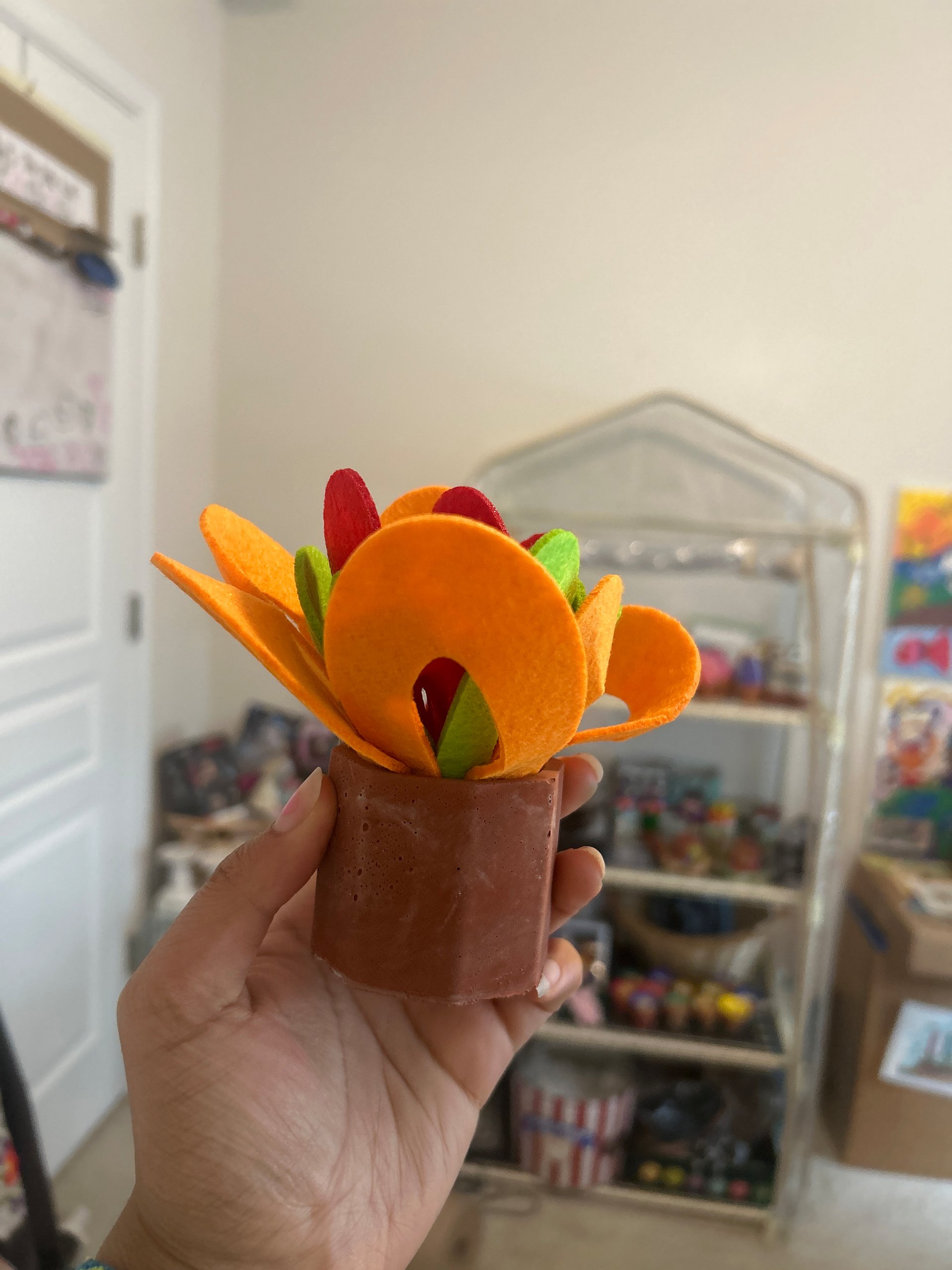 Handmade upcycled felt flower cool decorative potted plant product image (4)