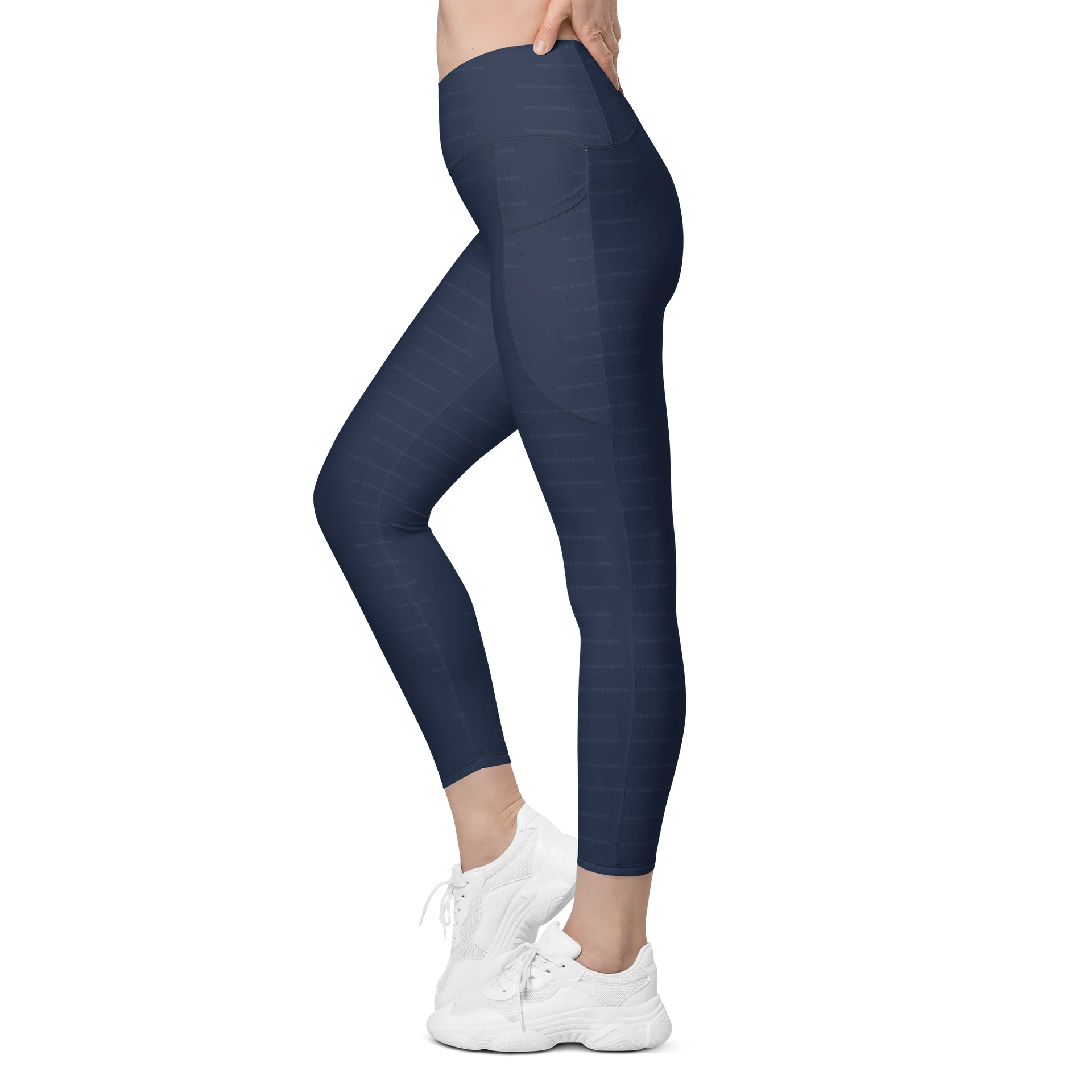 Crossover Leggings with Pockets — Women Who Lift (Navy) product image (4)
