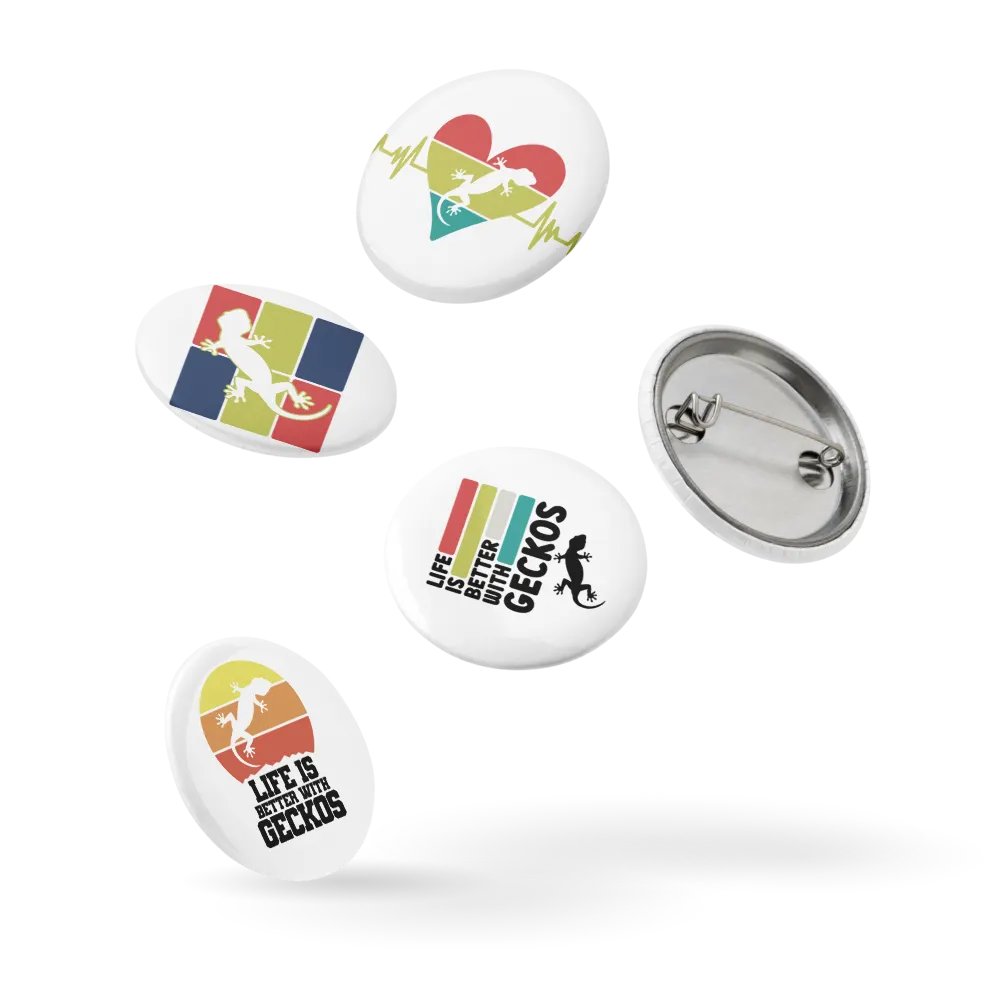 Glossy Color Collection: Pin Button Set with Geckos all over product image (9)