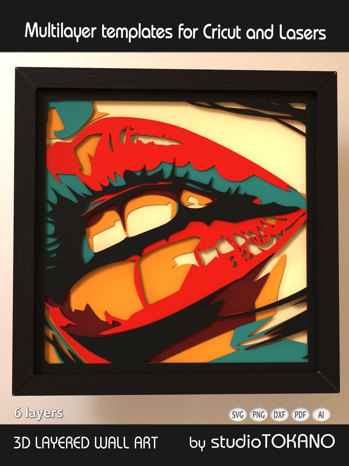 Lips 3D Layered SVG product image (1)