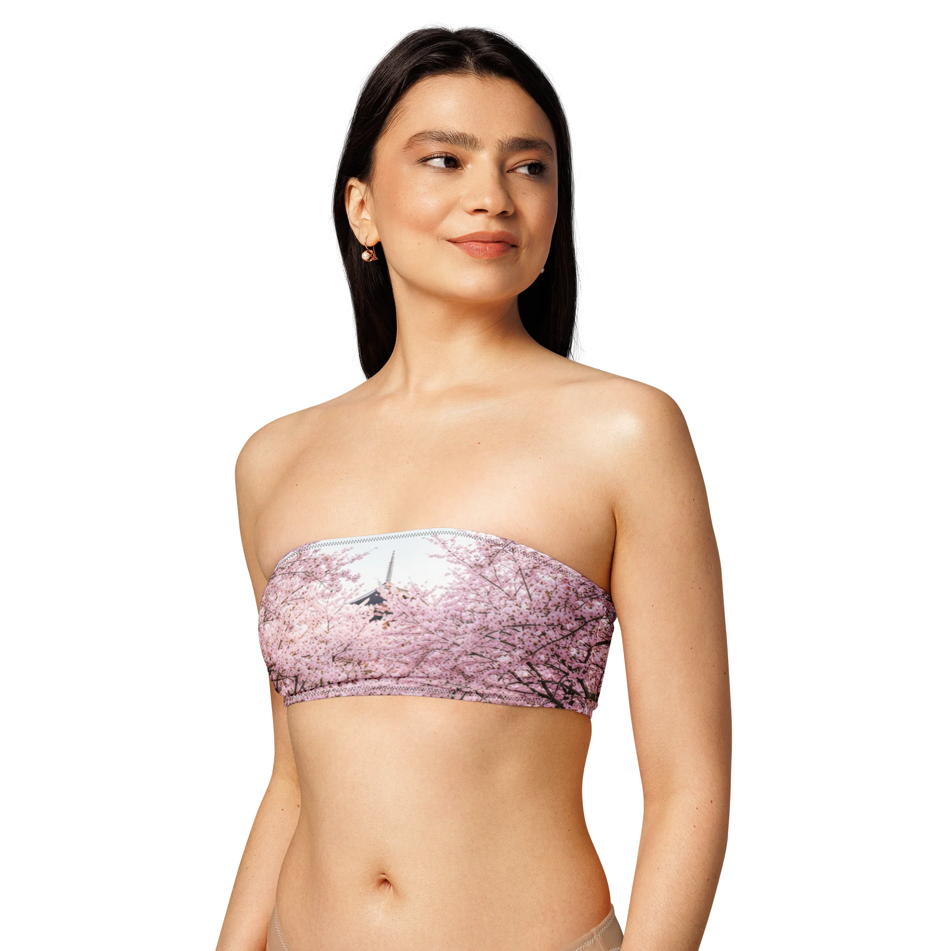 Recycled Cherry Blossom Bandeau Bikini Top | Eco-Friendly Swimsuit product image (5)