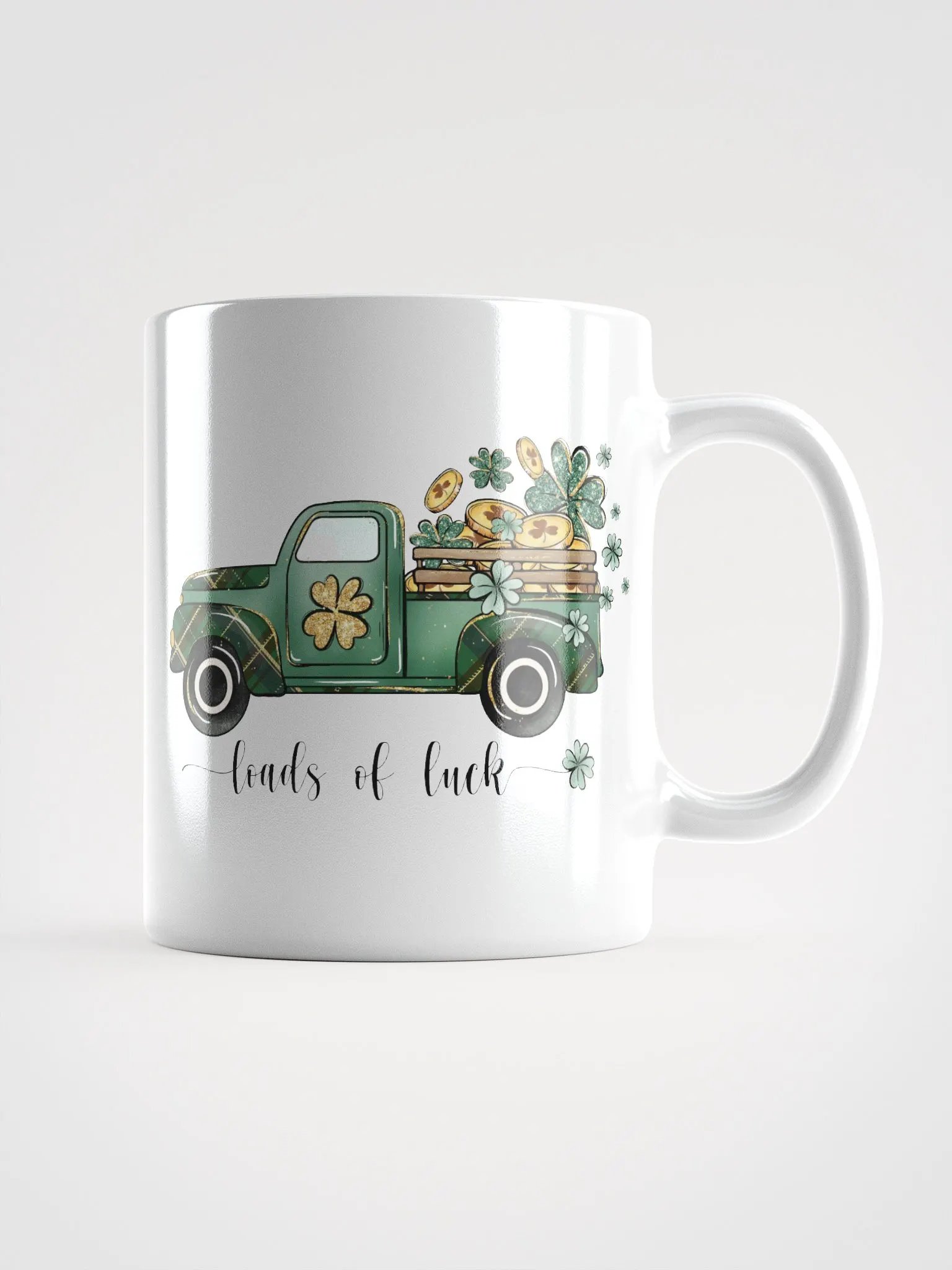 Vintage Floral Lucky Truck White Glossy Mug product image (3)